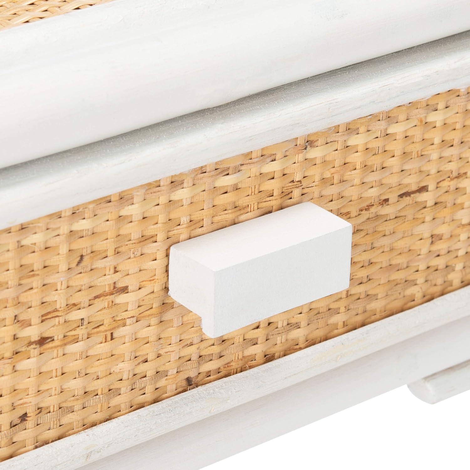 Roya 1 Drawer 1 Shelf Nightstand - NST4005 - White/Natural - Safavieh