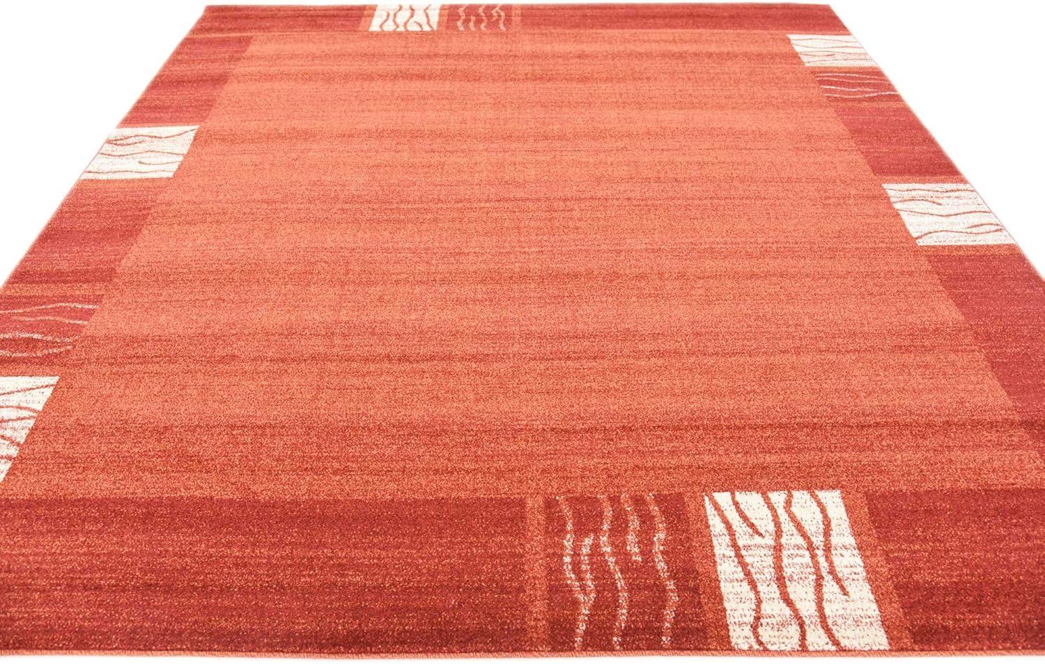 Unique Loom Del Mar Collection Area Rug - Sarah (7' 10" Square Terracotta/Rust Red)