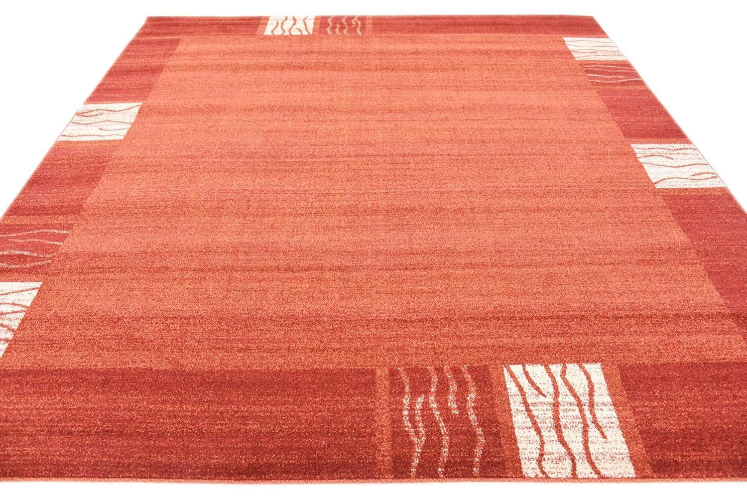 Unique Loom Del Mar Collection Area Rug - Sarah (7' 10" Square Terracotta/Rust Red)