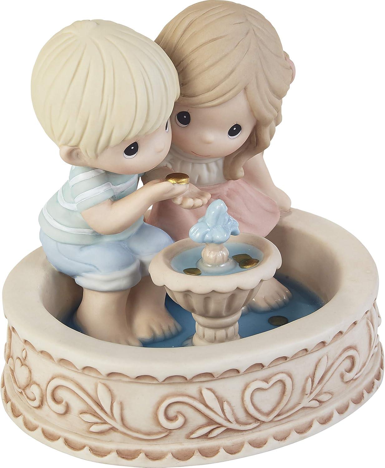 Romantic Couple at Fountain Porcelain Figurine