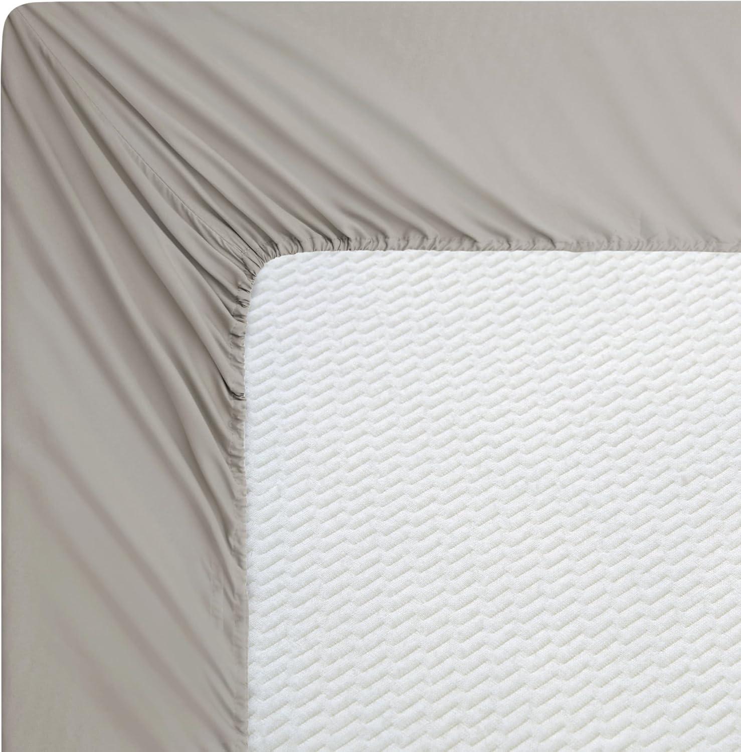 Taupe Queen Deep Pocket Satin Percale Sheet Set