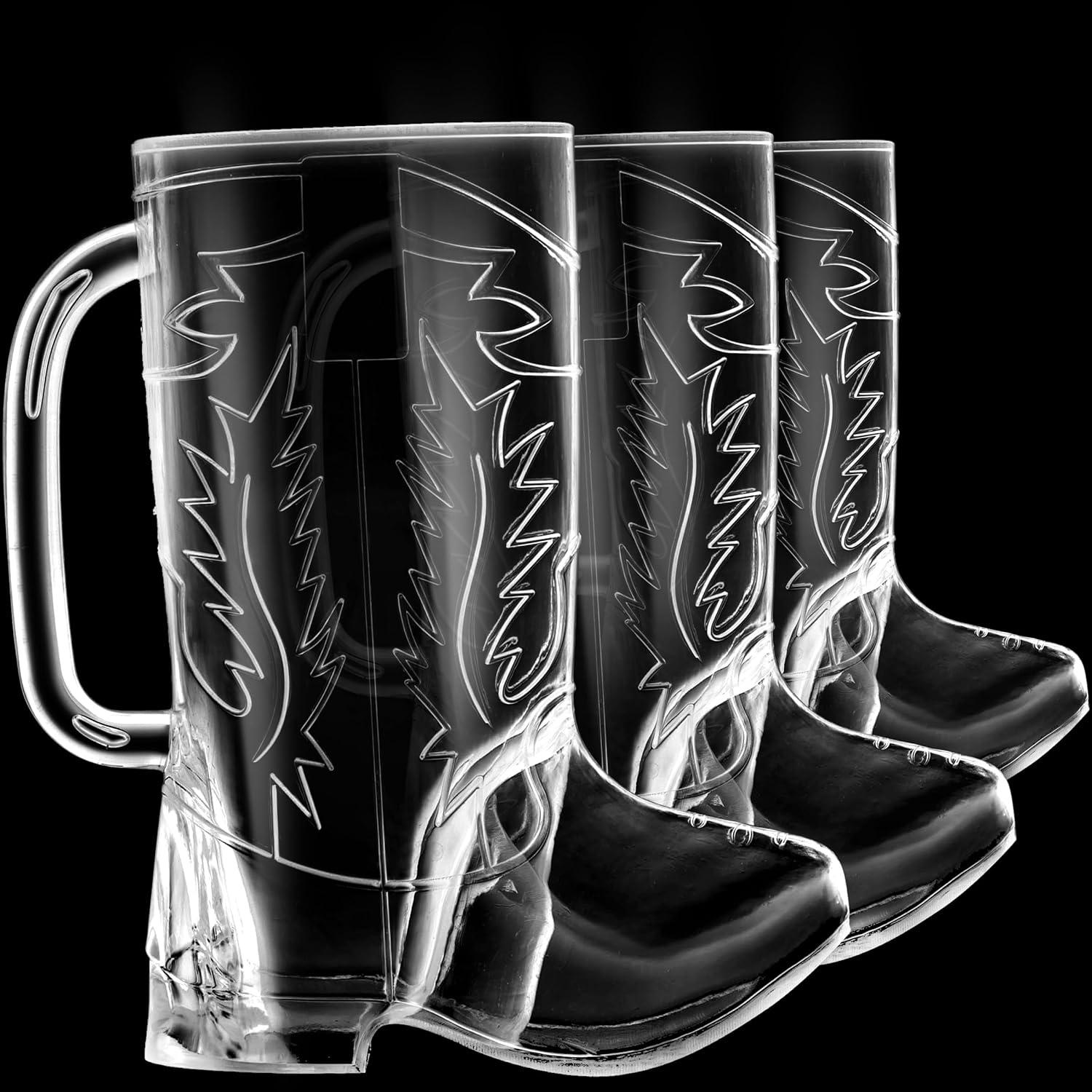 JoyServe 17 Oz Cowboy Boot Mug with Handle Western Themed Cup Party Decorations, 6-Pack