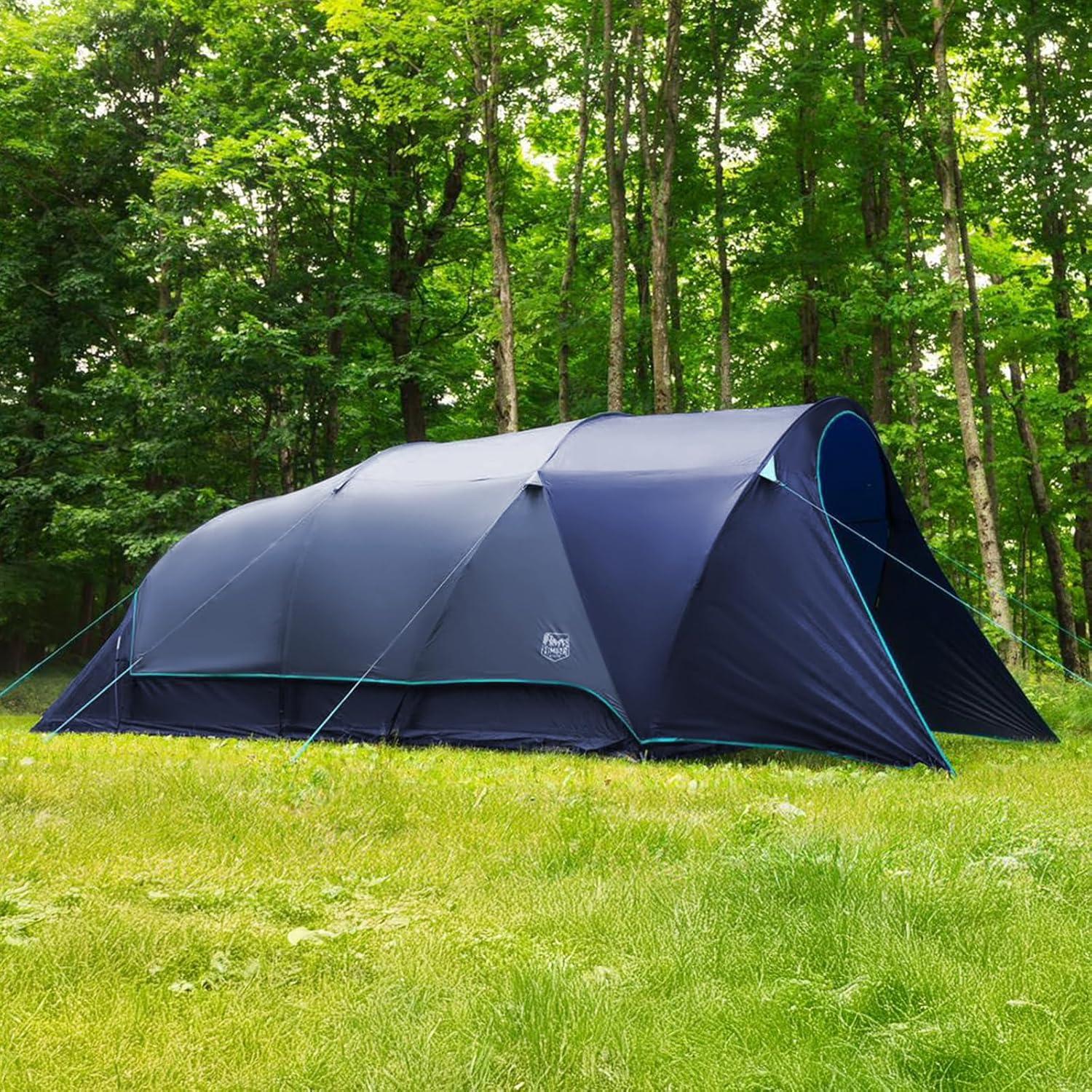 Blue 8-Person Two-Room Cabin Tent with Carry Bag