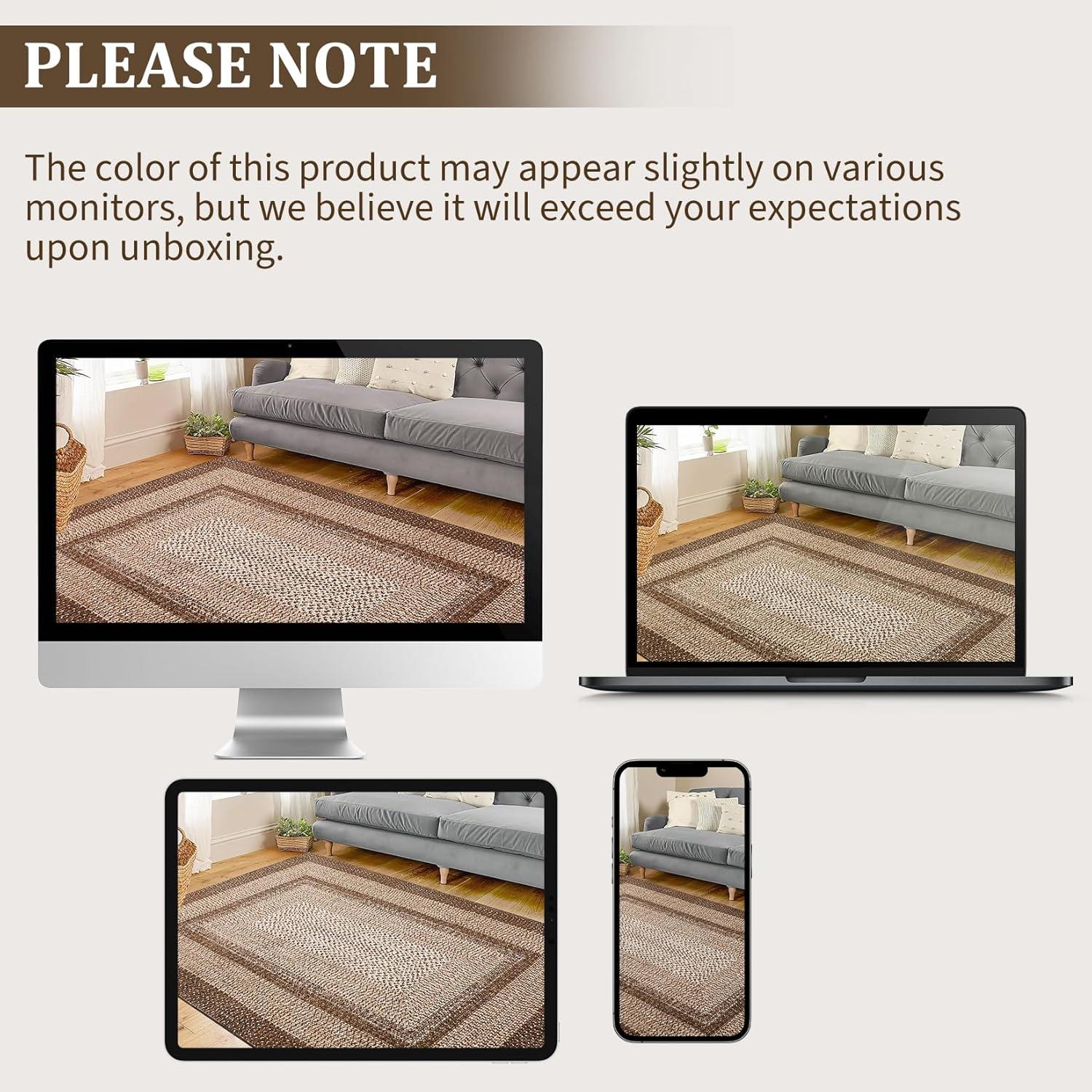 Bungalow Rose 8X10 Braided Print Area Rug Washable Rug