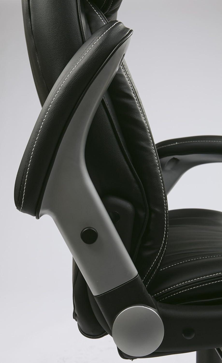 Bonded Leather Office Chair in Silver and Black