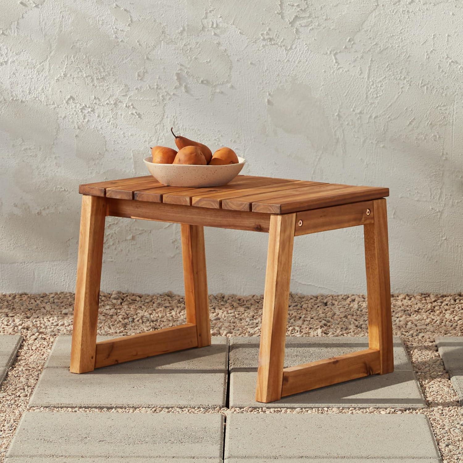 Natural Acacia Wood Slatted Outdoor Side Table