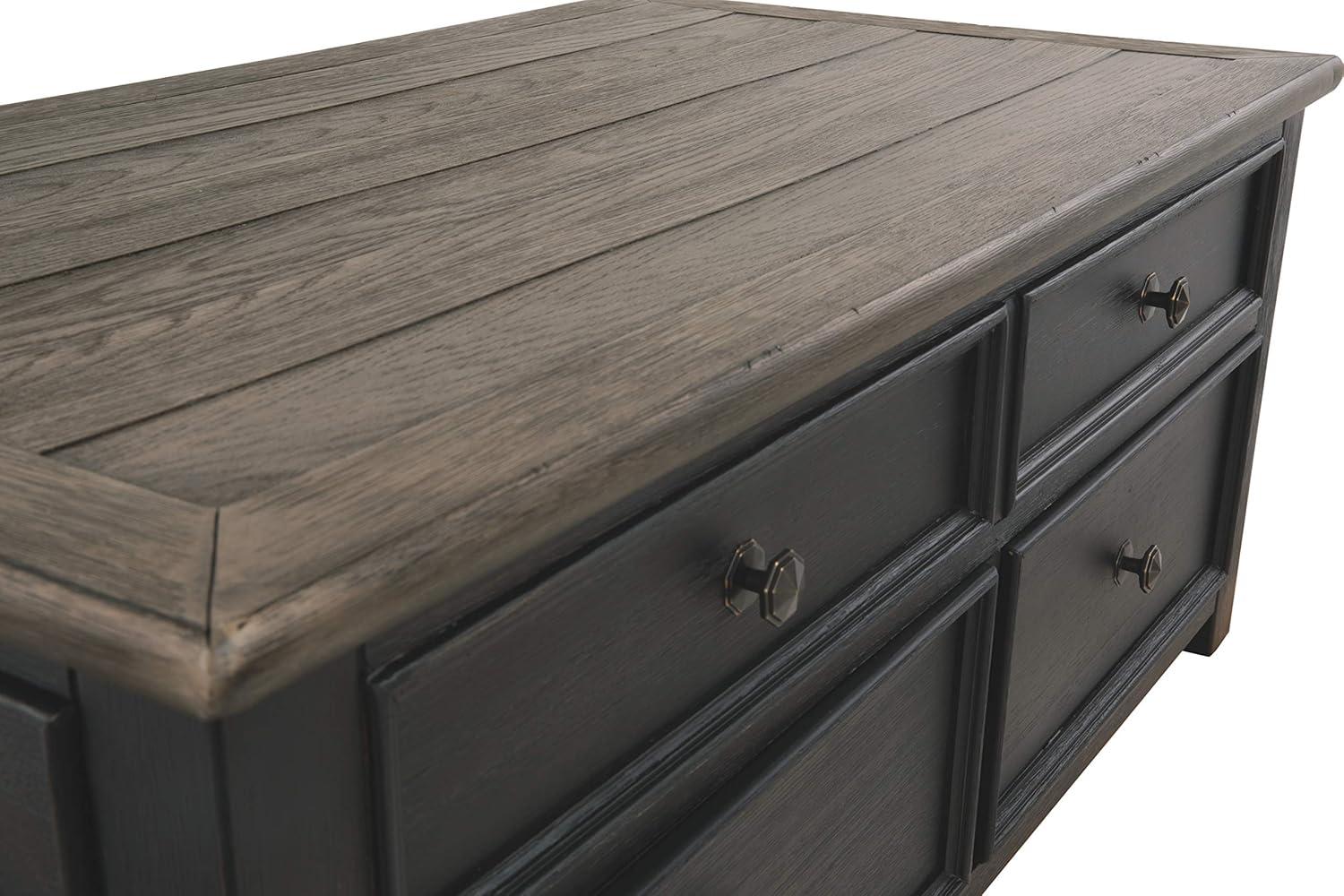 Contemporary Black/Brown Wood Lift-Top Coffee Table with Storage