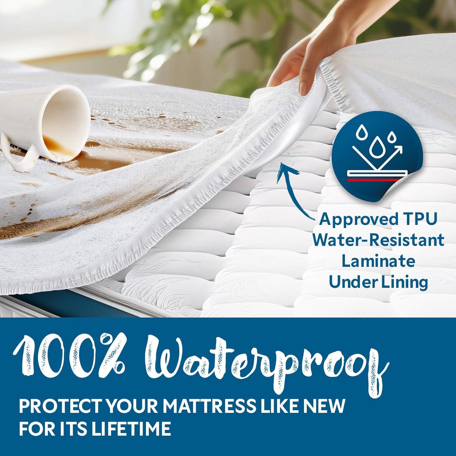 Fitted Mattress Protector by Guardmax. Terry Cotton Waterproof Fitted Sheet Soft & Comfortable Mattress Encasement with Deep Pockets.