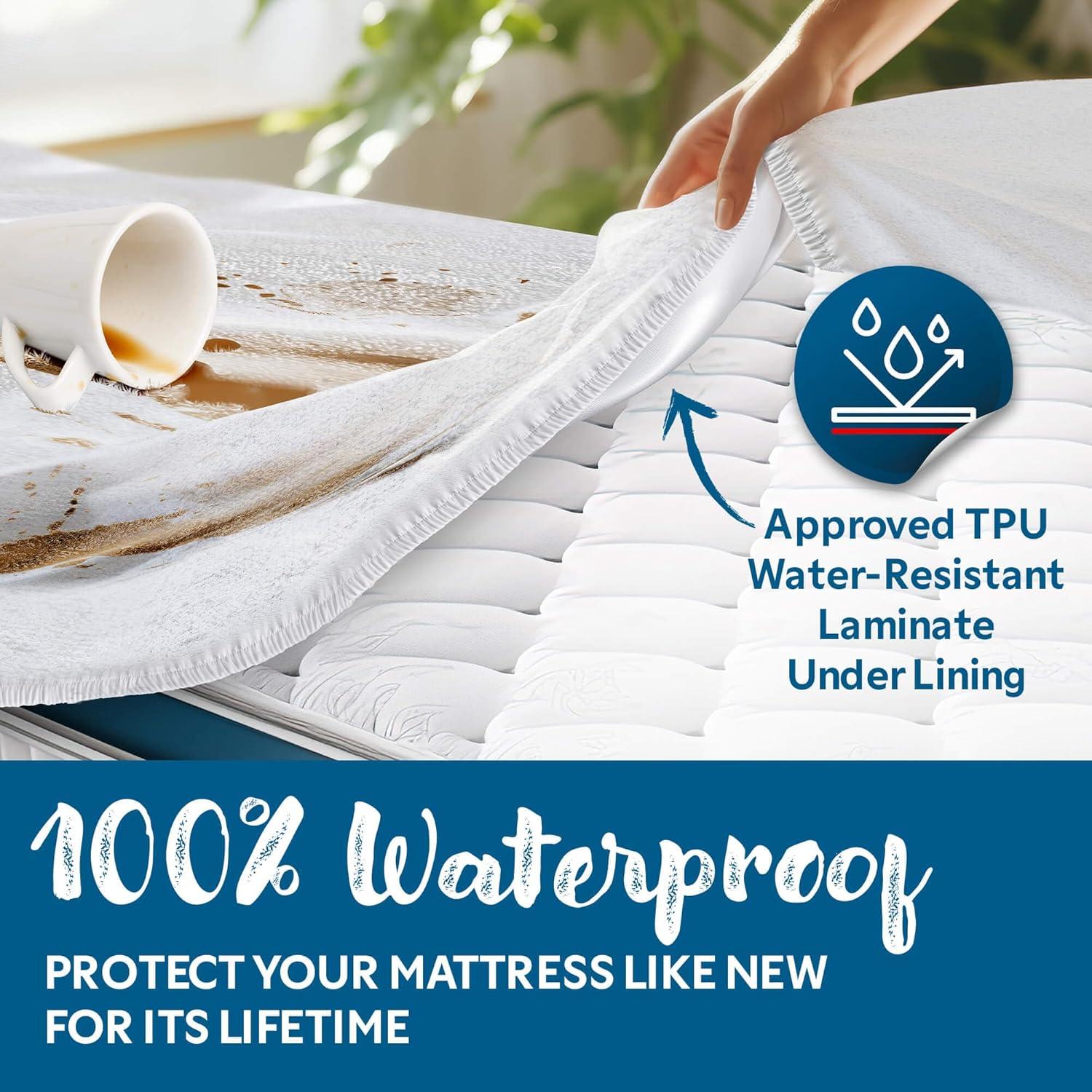 Full Mattress Protector by Guardmax: Terry Cotton, Waterproof, Soft & Comfortable Cover with 13 Inch Deep Pockets