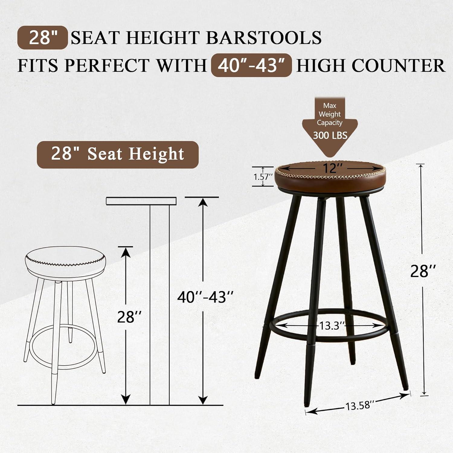 Swivel Backless Counter Height Bar Stools(Set of 2)