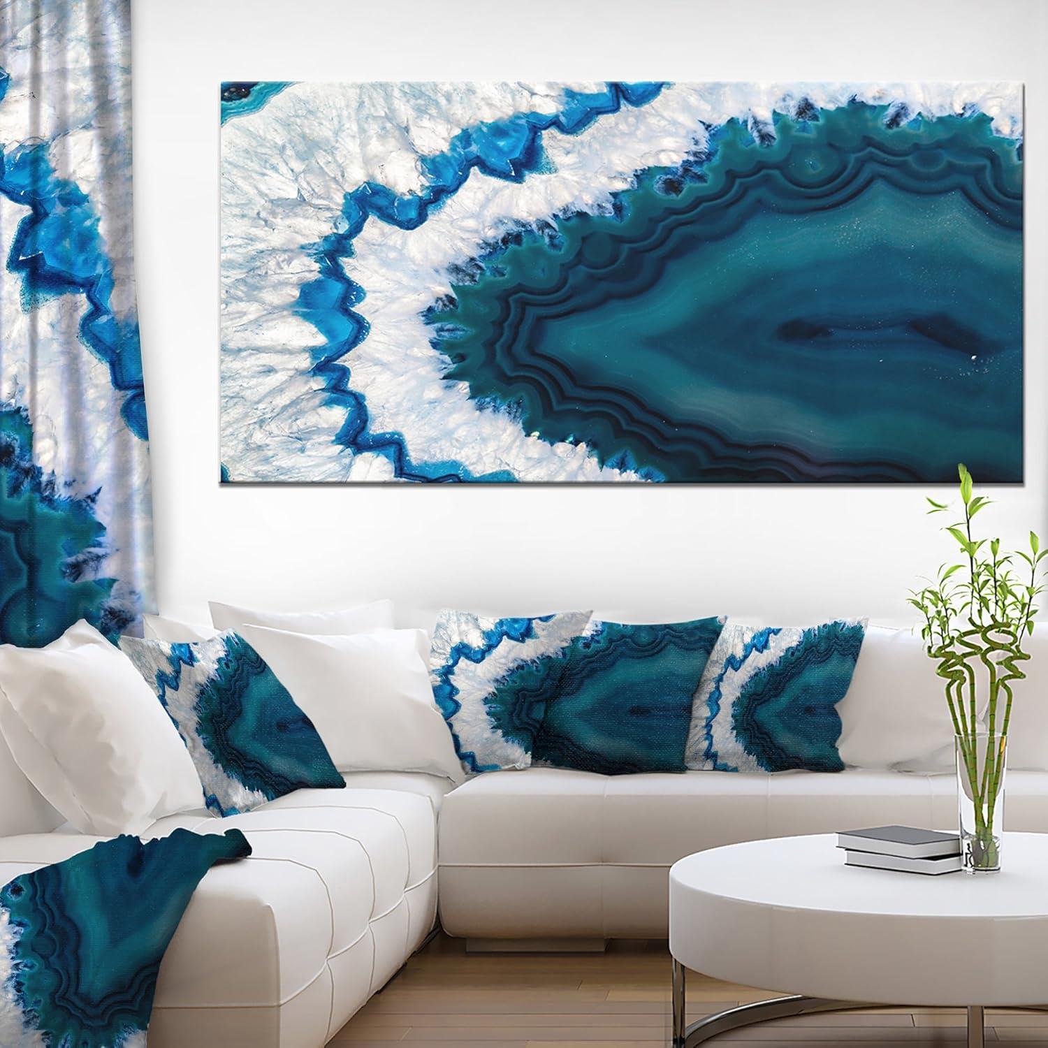 Large Blue and White Abstract Geode Canvas Print