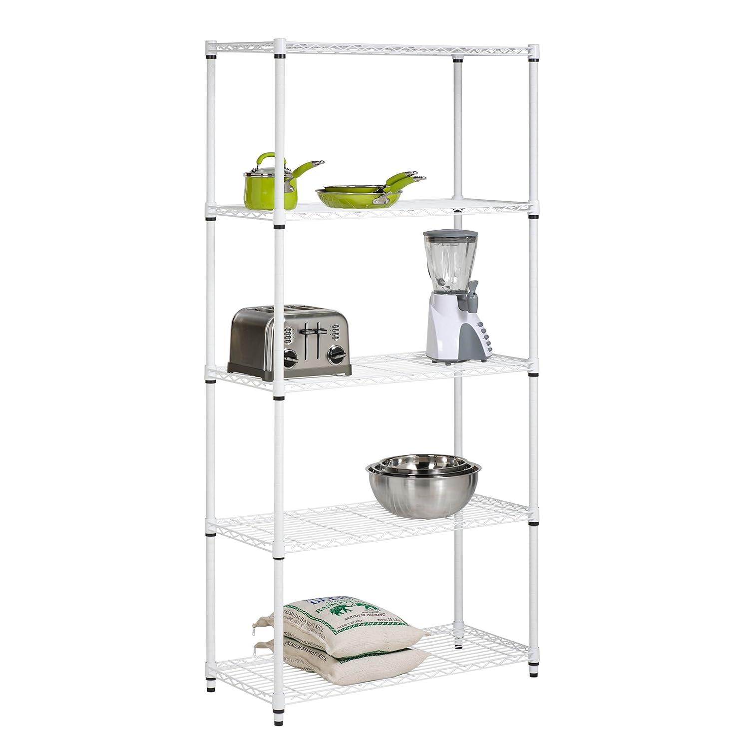 Honey Can Do 5-Tier Metal Height-Adjustable Shelving Unit (36" W X 72" H x 16" D)