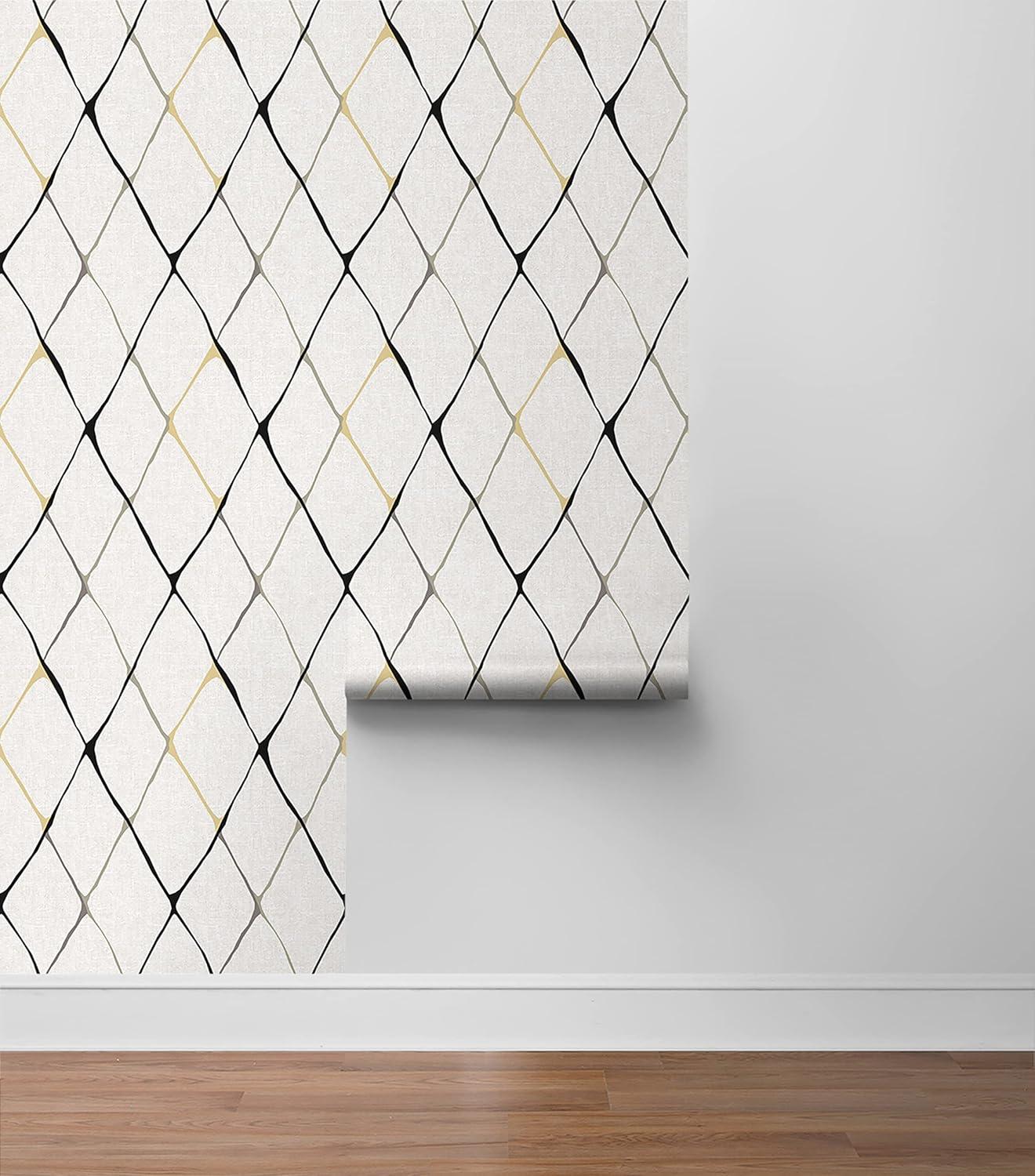 Graphite Diamondlike Geometric Peel and Stick Wallpaper Roll