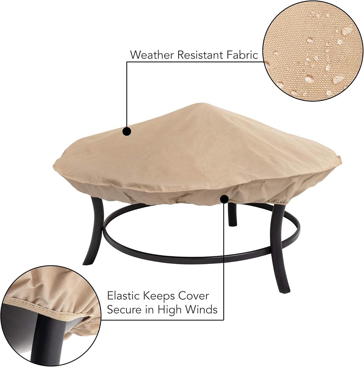 Beige Water-Resistant Outdoor Patio Fire Pit Cover