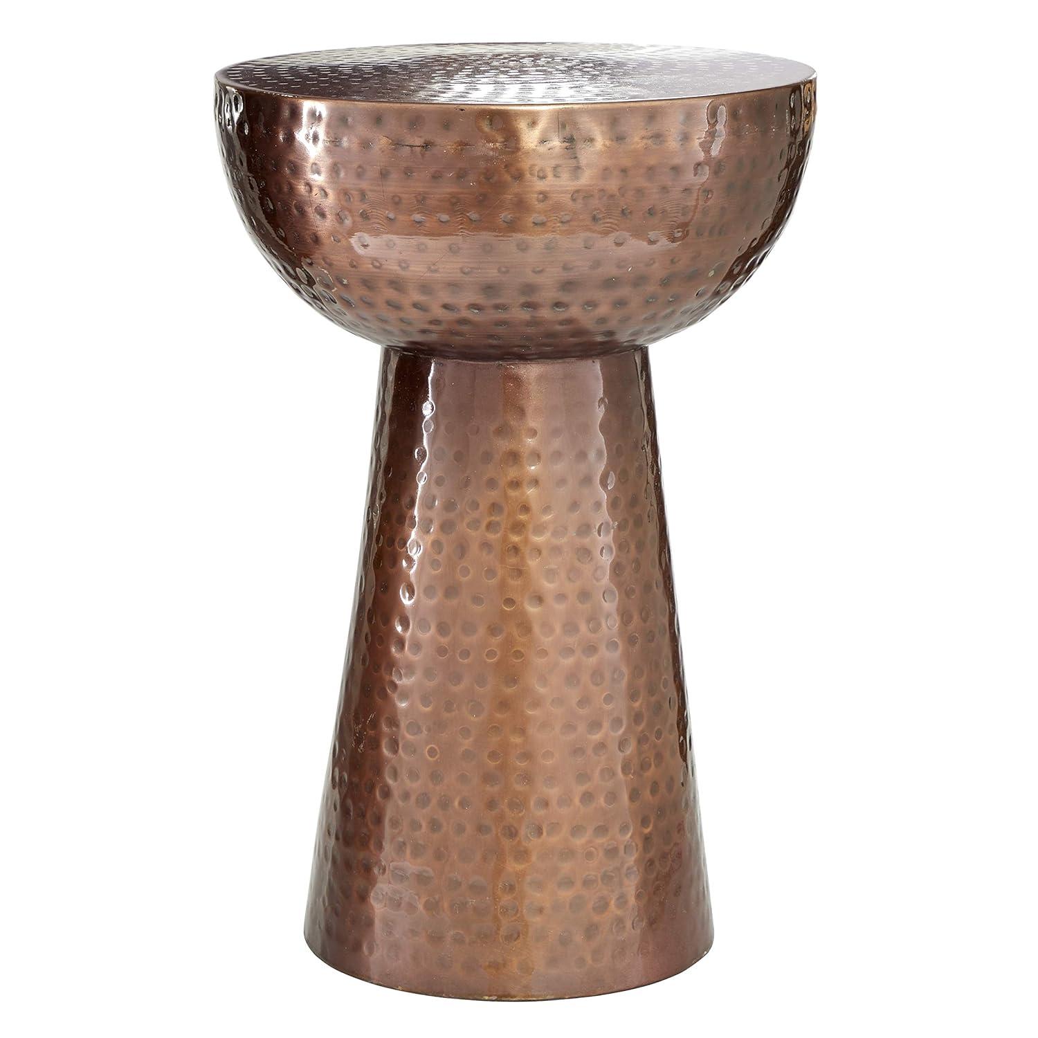 Ivy Bronx Dolina Metal Handmade Side End Accent Table with Hammered Design