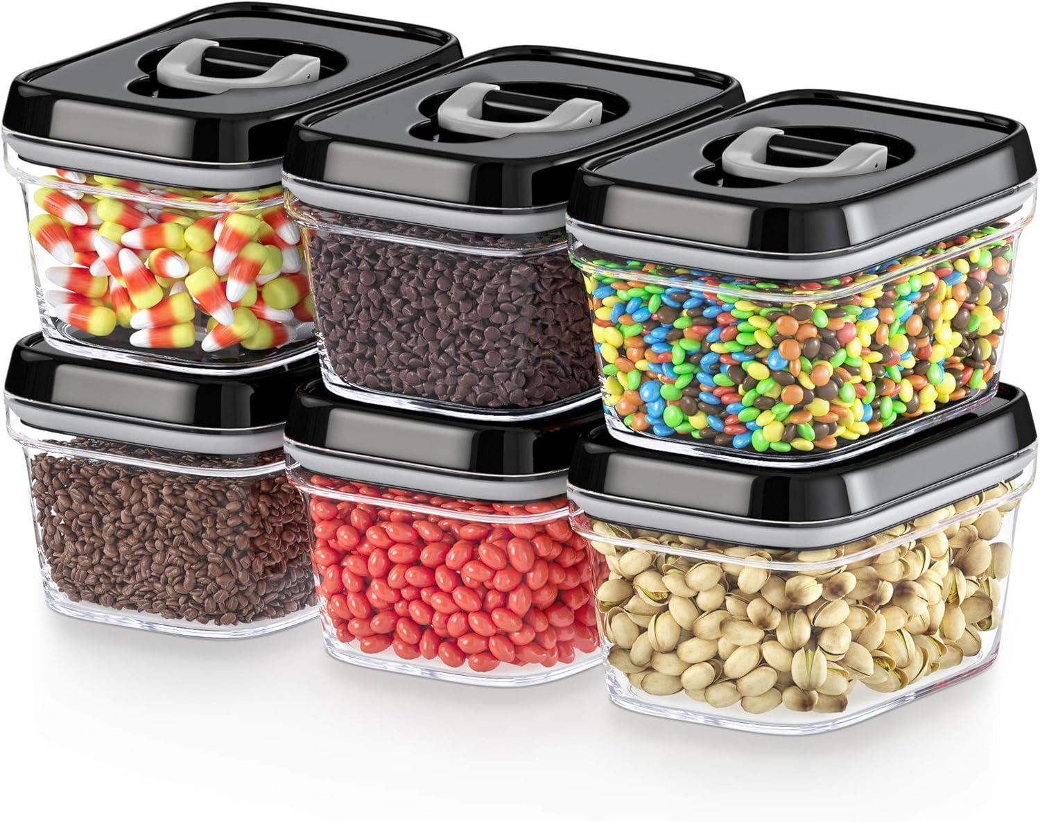 DWËLLZA KITCHEN Mini 6 Piece Set Clear Plastic Airtight Food Storage BPA-Free Containers with Lids