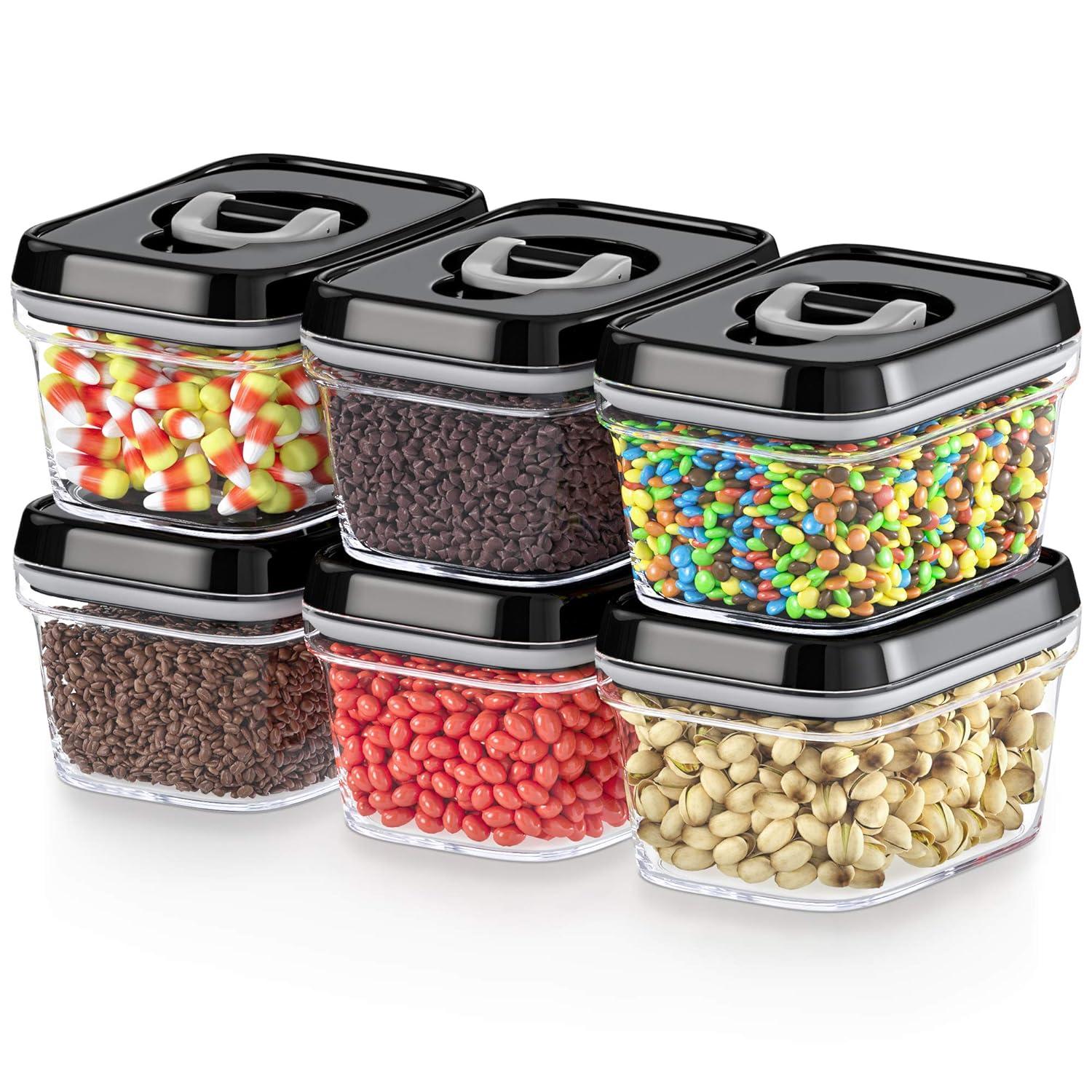 DWËLLZA KITCHEN Mini 6 Piece Set Clear Plastic Airtight Food Storage BPA-Free Containers with Lids