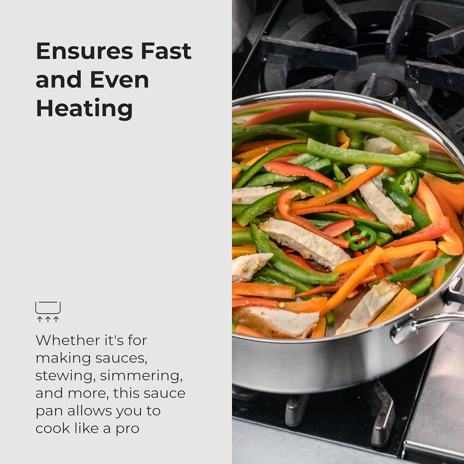 Frieling 4.5 Quarts Non-Stick Stainless Steel Saute Pan with Lid