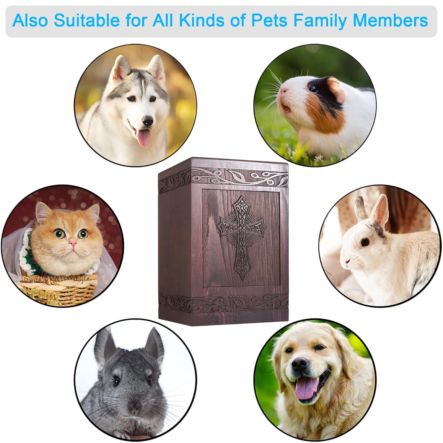 Cremation Urns for Human Ashes Adult Male Female, Wooden Carved Cross Urns Box and Casket for Ashes Men Women Child, Pets Cat Dog Urn, Burial Funeral Memorial Urns for Ashes, Holds 222 Cubic Inch