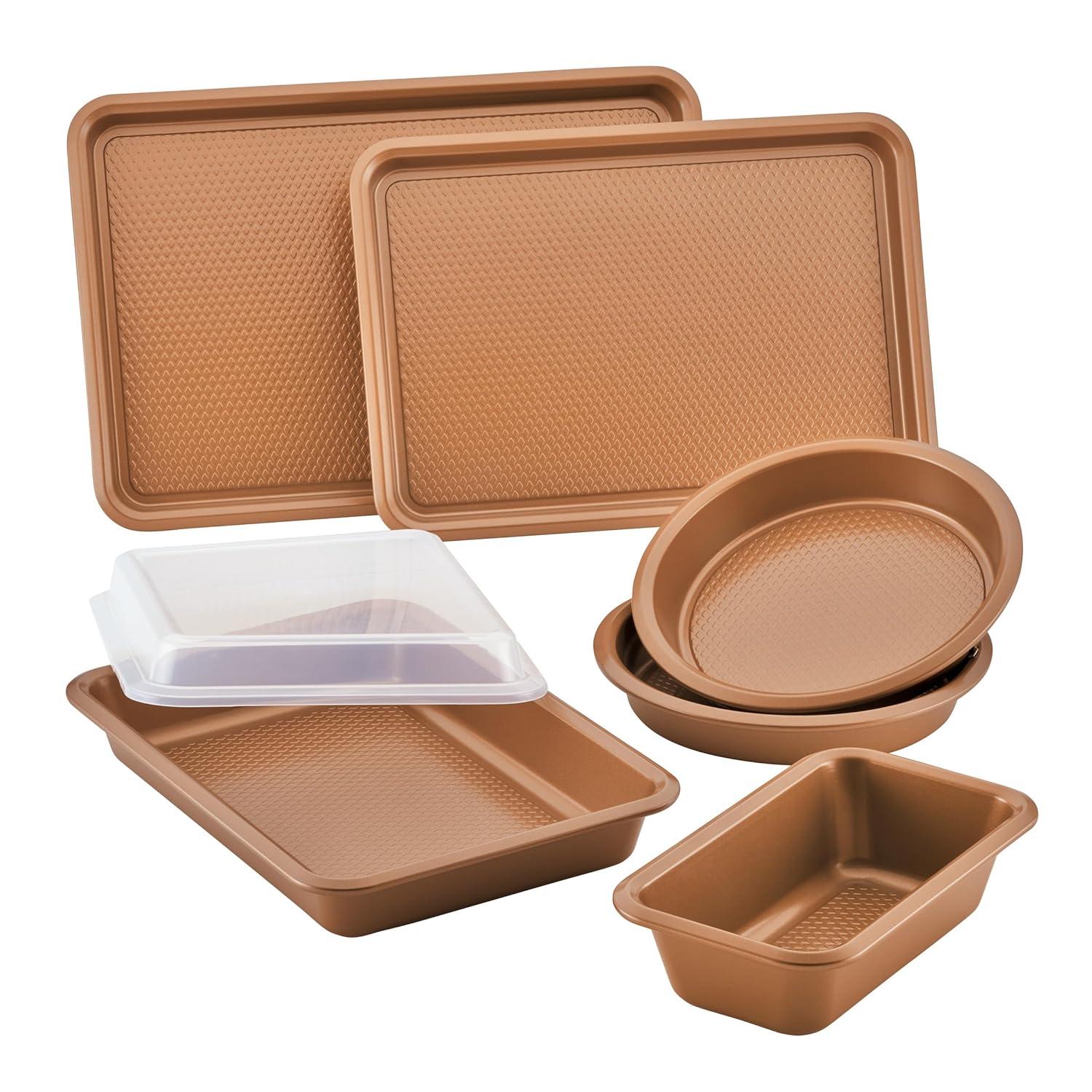 Ayesha Curry Ayesha Curry Bakeware Nonstick Cookie Pan, Loaf Pan, And Cake Pan Set, 7-Piece, Copper
