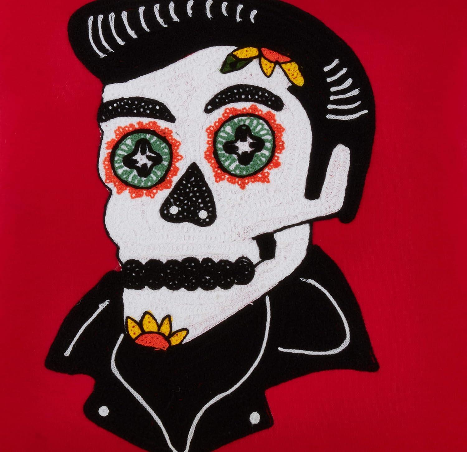 Saro Sugar Skull Cotton Pillow Cover
