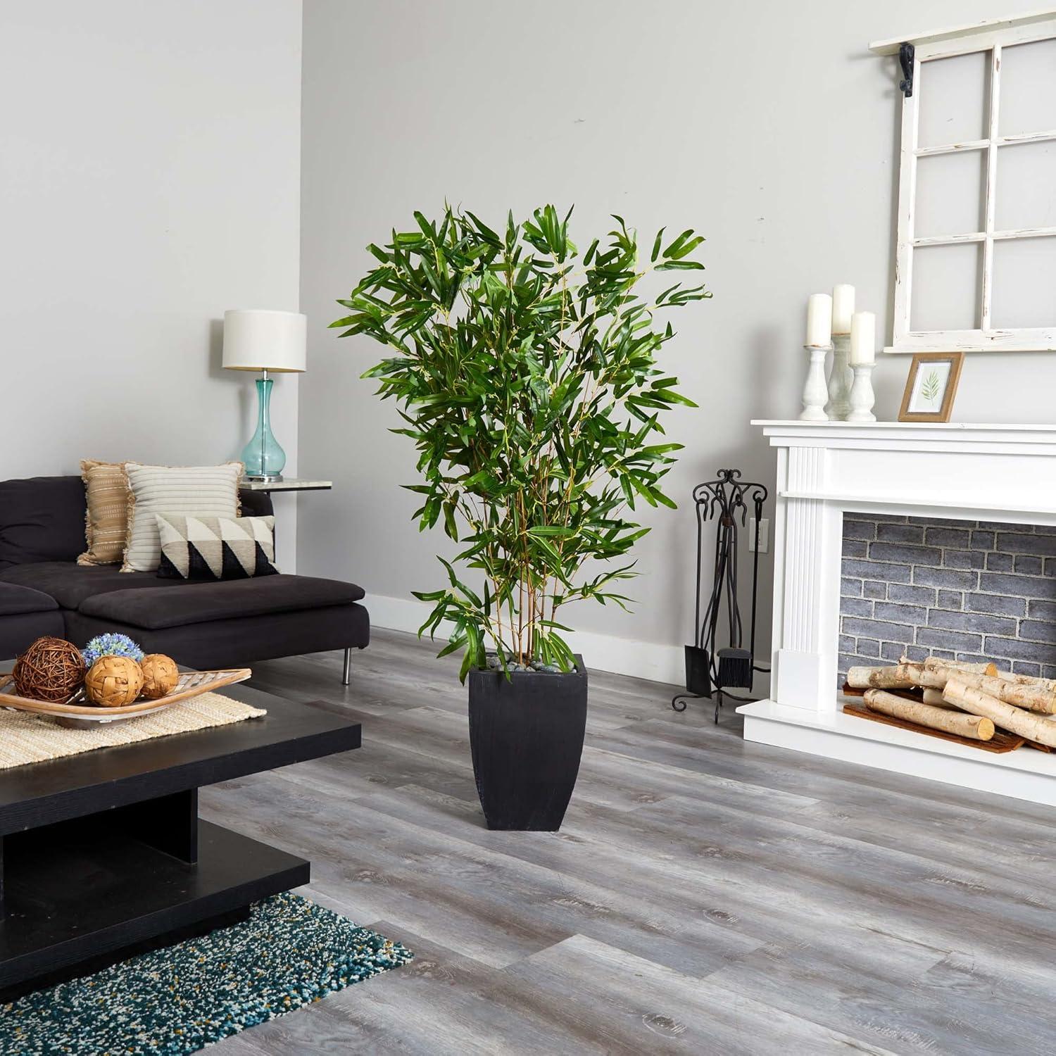 Nearly Natural 5’ Bamboo Artificial Tree in Black Planter (Real Touch) (Indoor/Outdoor)