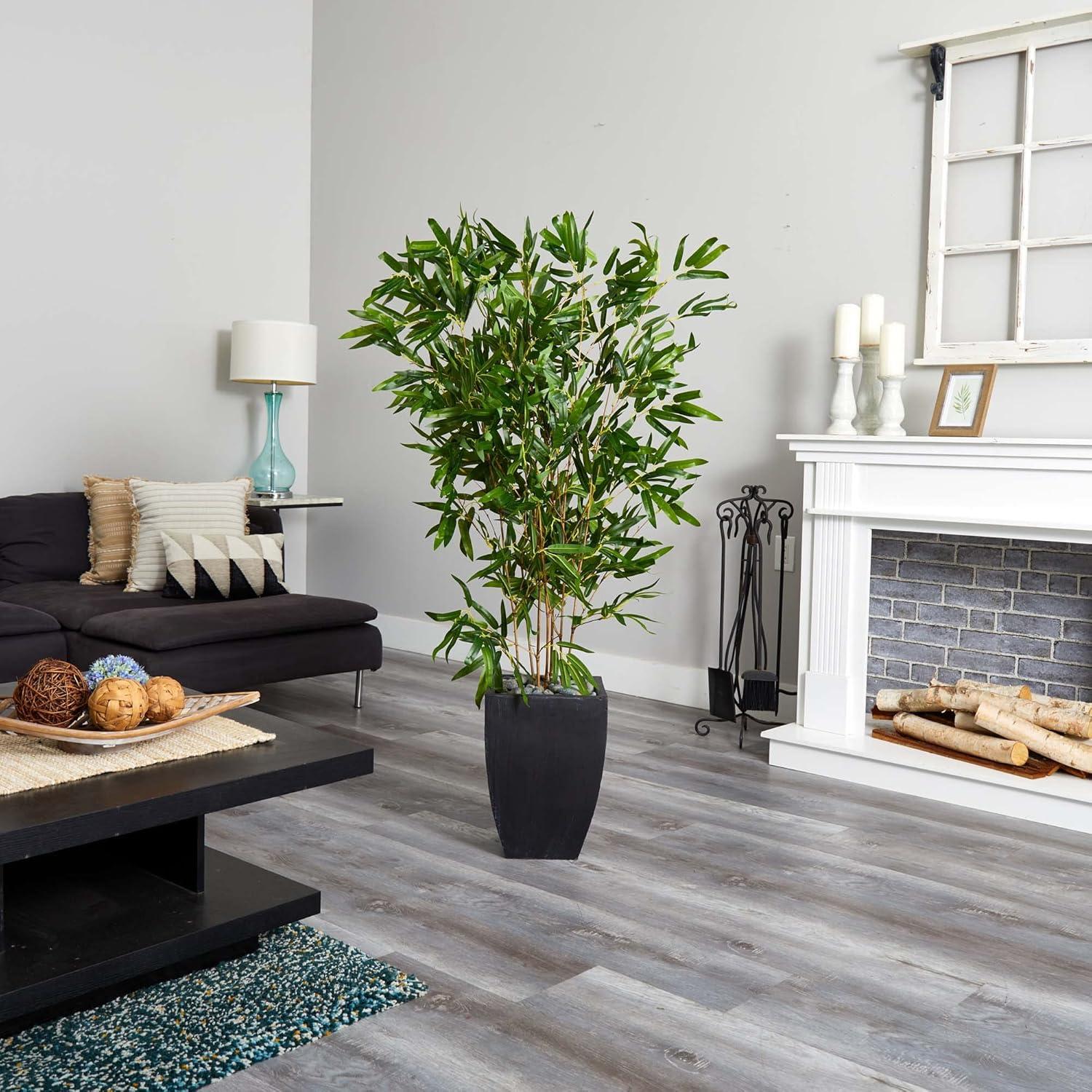 Nearly Natural 5’ Bamboo Artificial Tree in Black Planter (Real Touch) (Indoor/Outdoor)