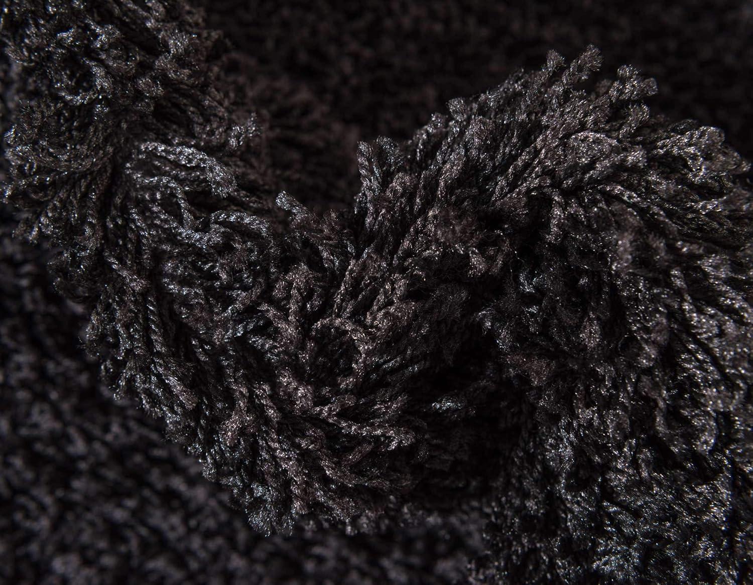Unique Loom 4' 1 x 6' 1 Solid Shag Jet Black Area Rug