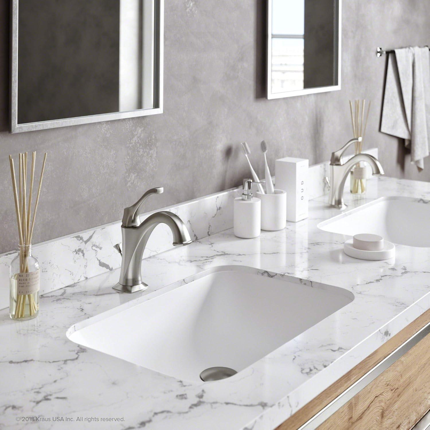 Kraus Arlo Single Hole 1-Handle WaterSense Bathroom Sink Faucet with Drain and Deck Plate