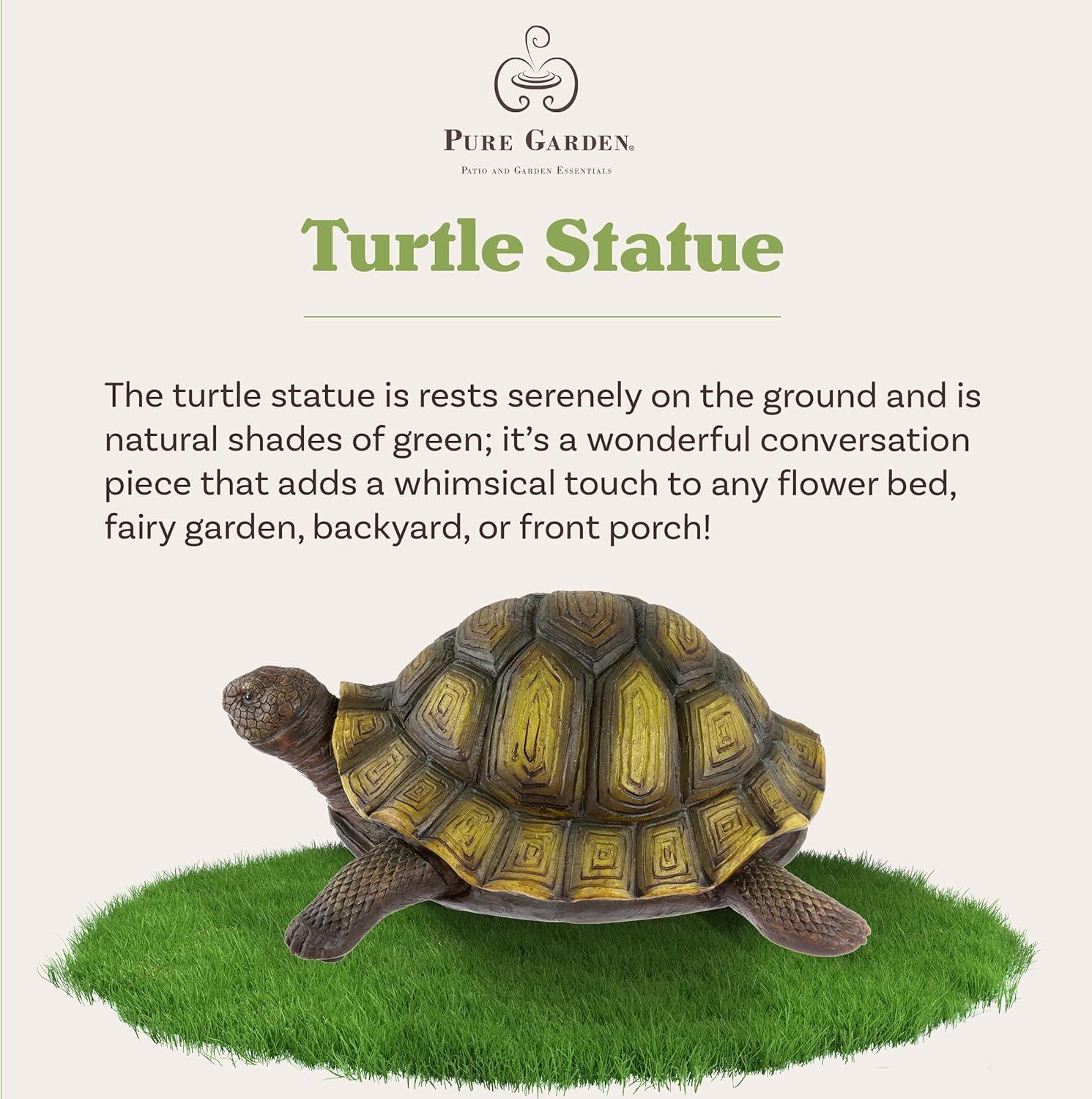 Large Green and Brown Resin Turtle Garden Statue