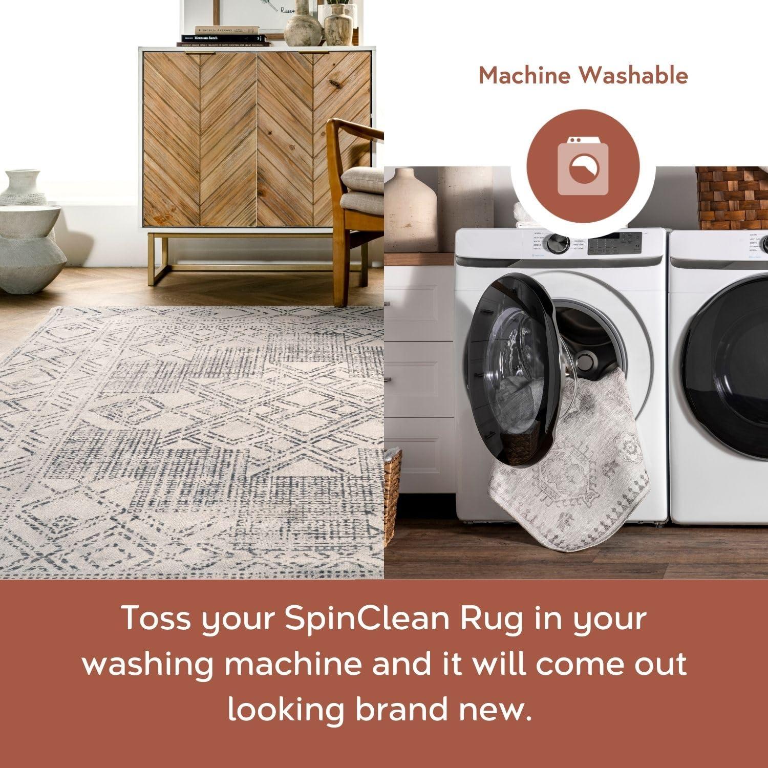 Nuloom Mia Medallion 2x12 Machine Washable Runner Indoor Area Rug for Living Room Bedroom Dining Room Entryway Hallway Kitchen, Light Grey/Ivory
