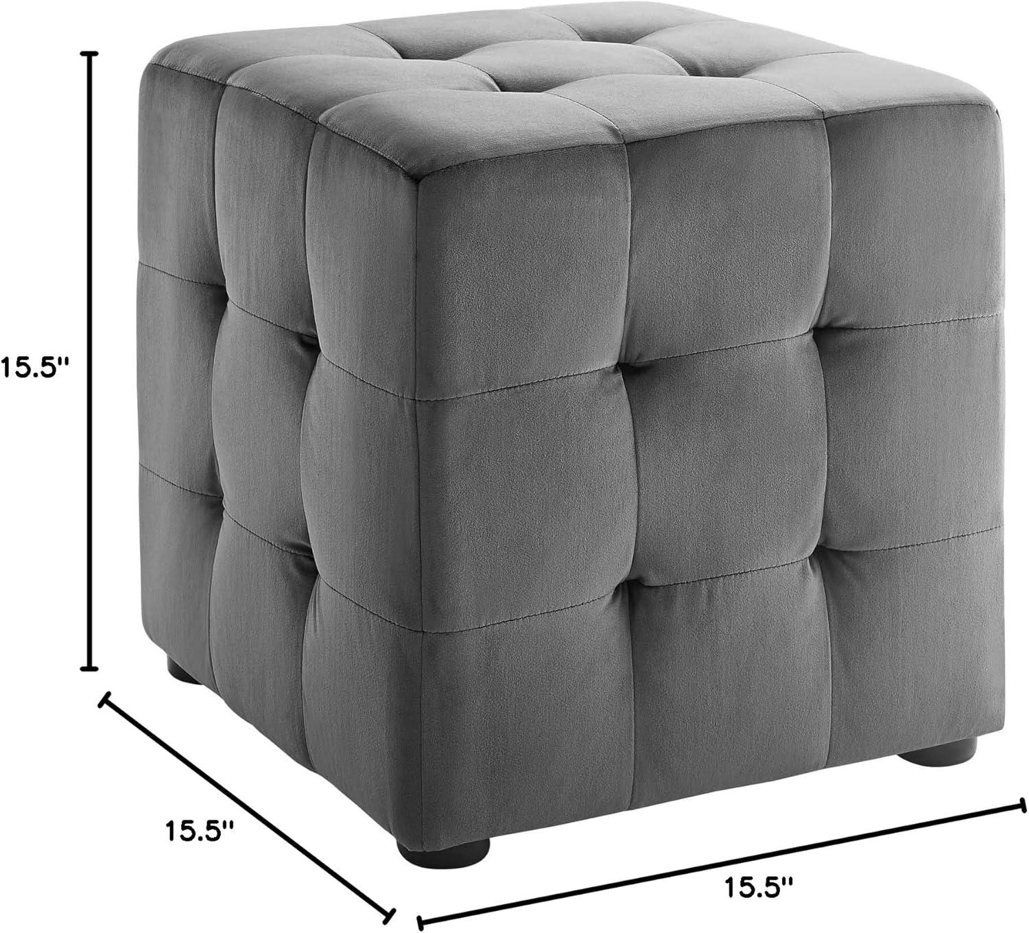 Contour Cube Velvet Ottoman Gray - Modway: Plywood Frame, Footrest, Bedroom & Living Room Decor, No Assembly Required