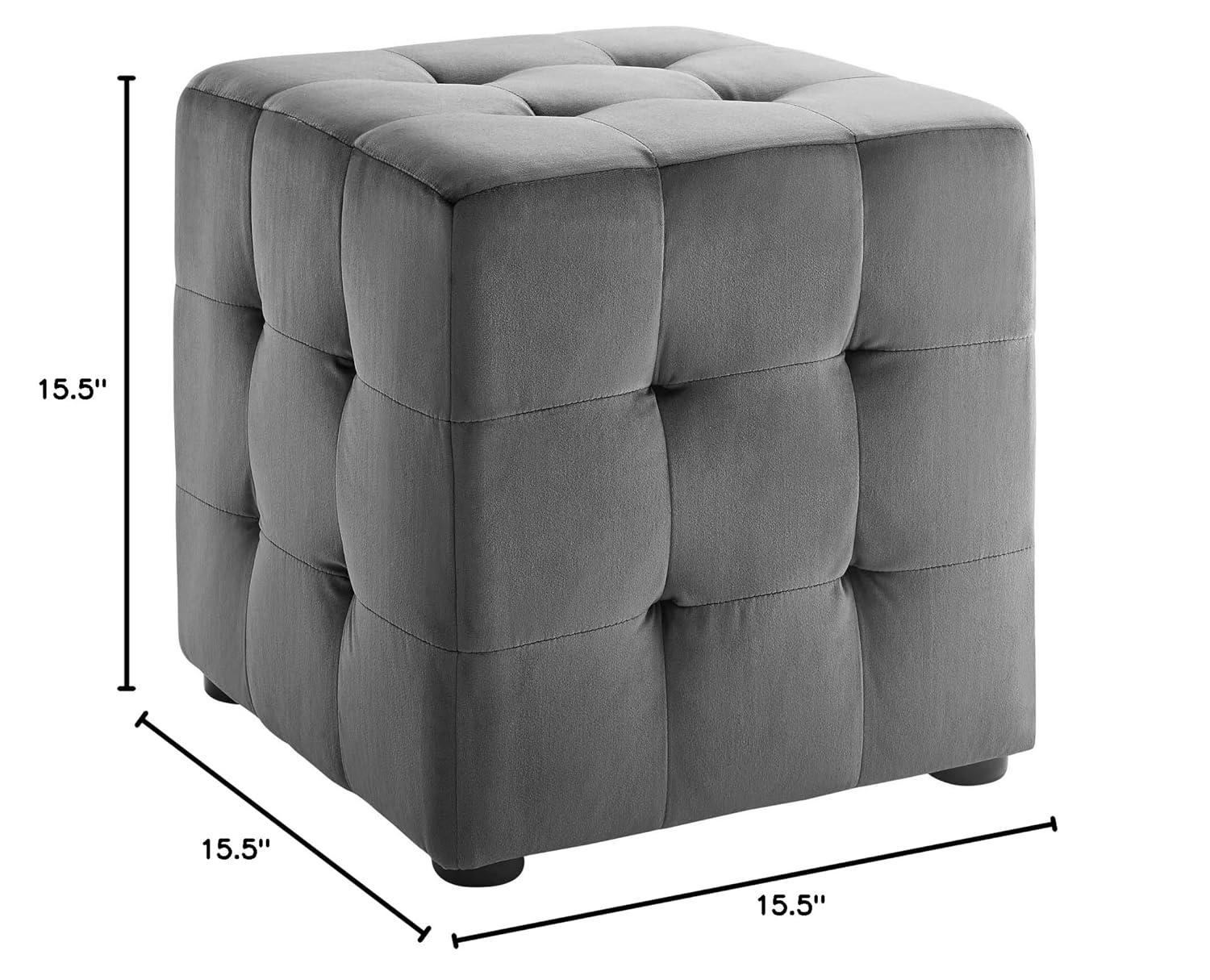 Contour Cube Velvet Ottoman Gray - Modway: Plywood Frame, Footrest, Bedroom & Living Room Decor, No Assembly Required