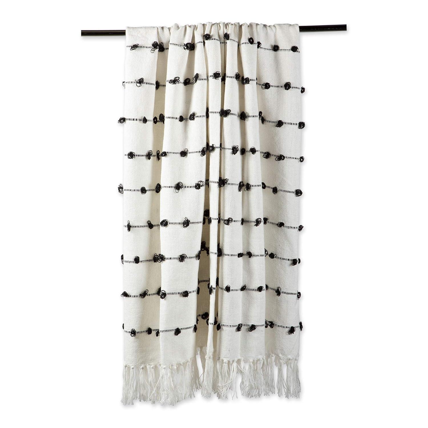 50"x60" Woven Loop Throw Blanket Off-White - Design Imports: Cotton, Hypoallergenic, Machine Washable