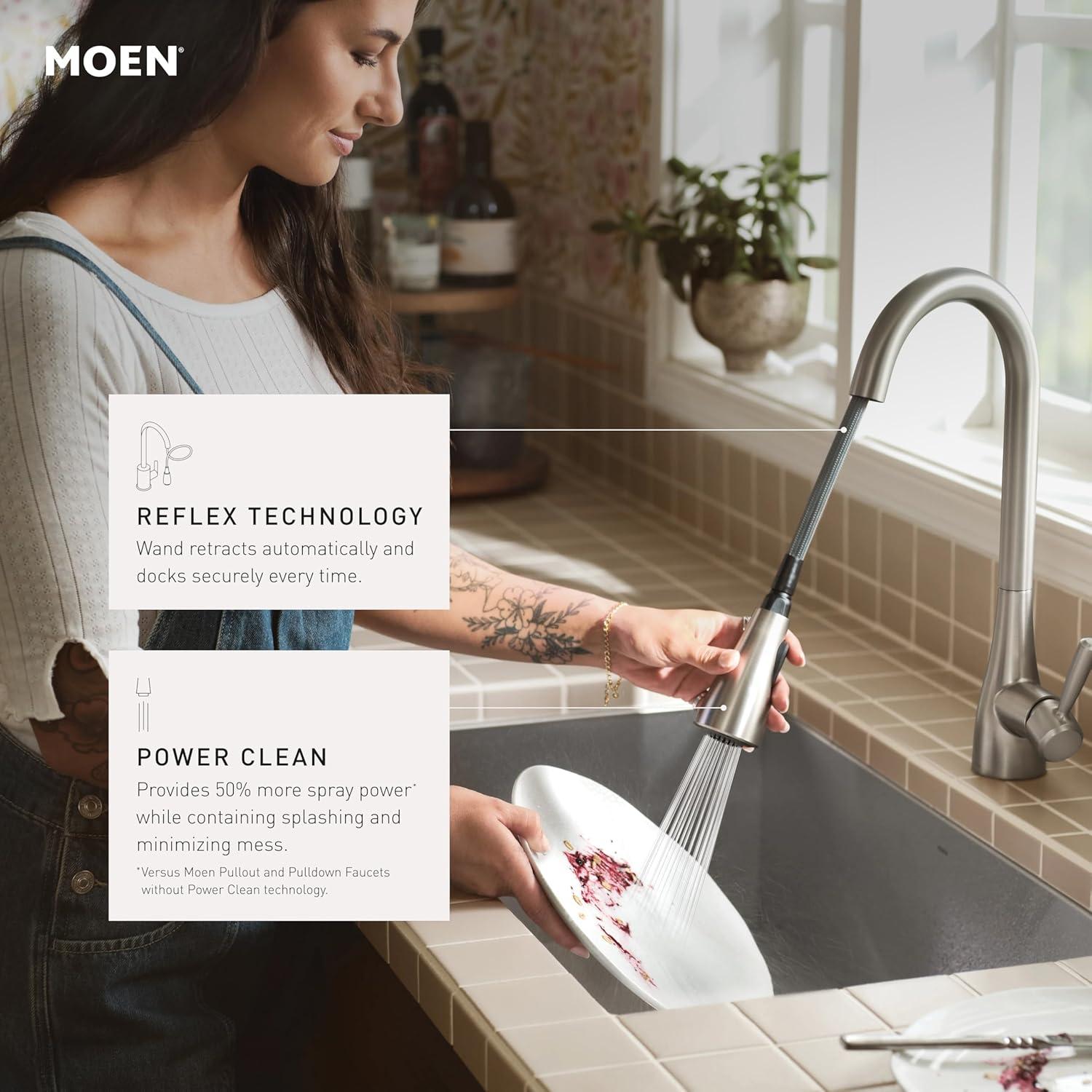 Moen Sleek MotionSense Wave Single Handle Pulldown Kitchen Faucet with Power Clean Technology