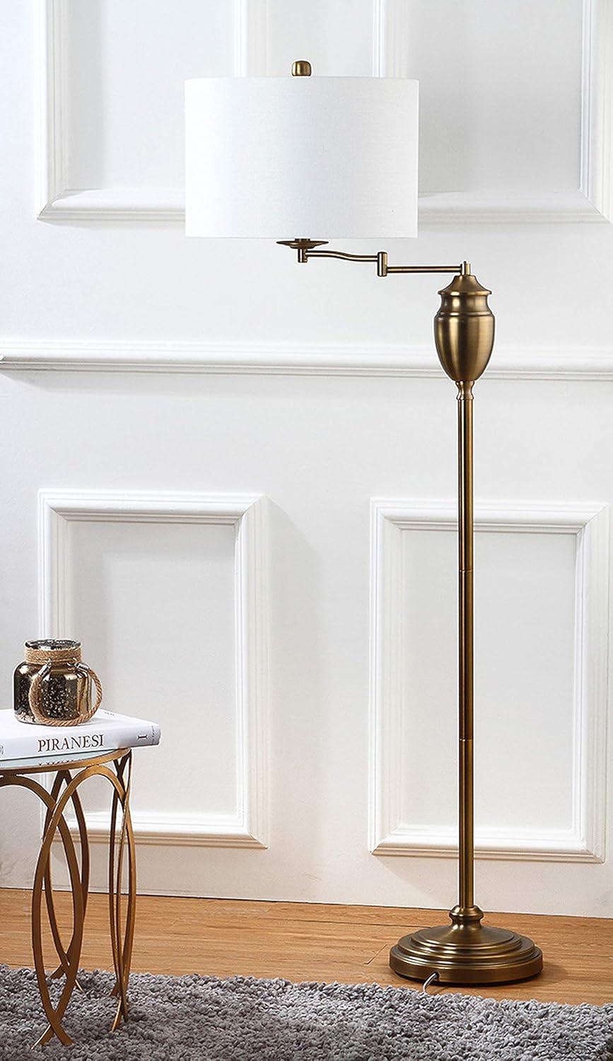 Antonia Gold Adjustable Floor Lamp with White Drum Shade