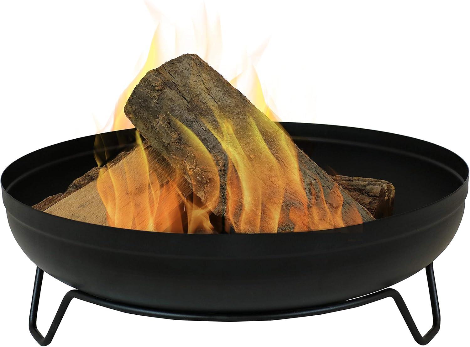 Sunnydaze Outdoor Camping or Backyard Steel with Heat-Resistant Finish Fire Pit Bowl on Stand - 23" - Black