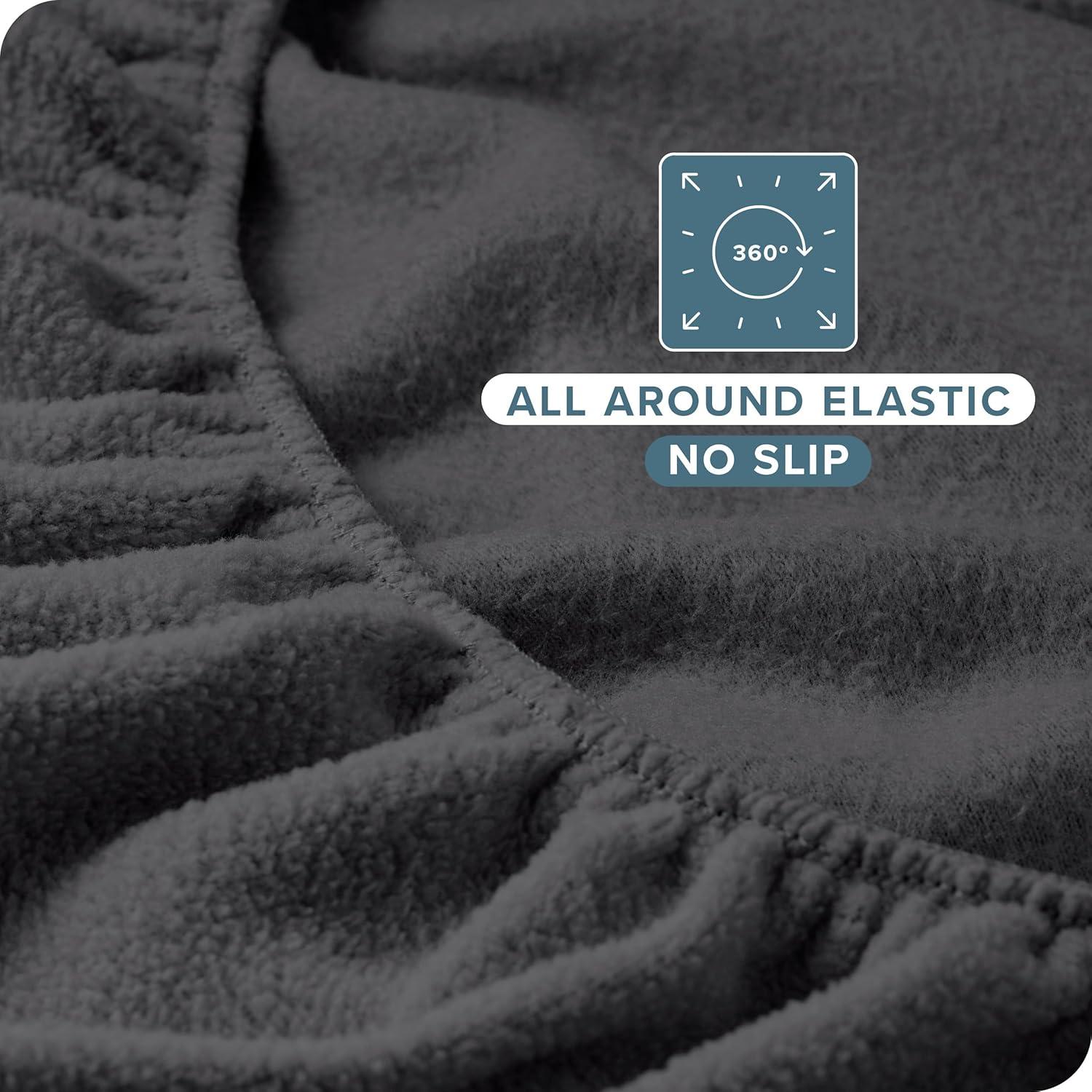 Twin Size Grey Polar Fleece Fitted Sheet by Bare Home