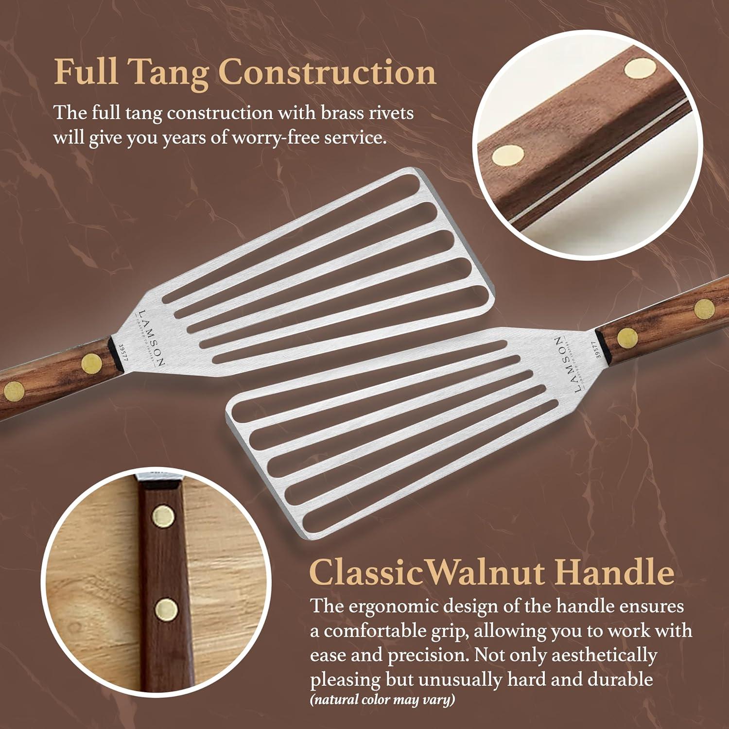 Walnut Handle Stainless Steel Slotted Turner