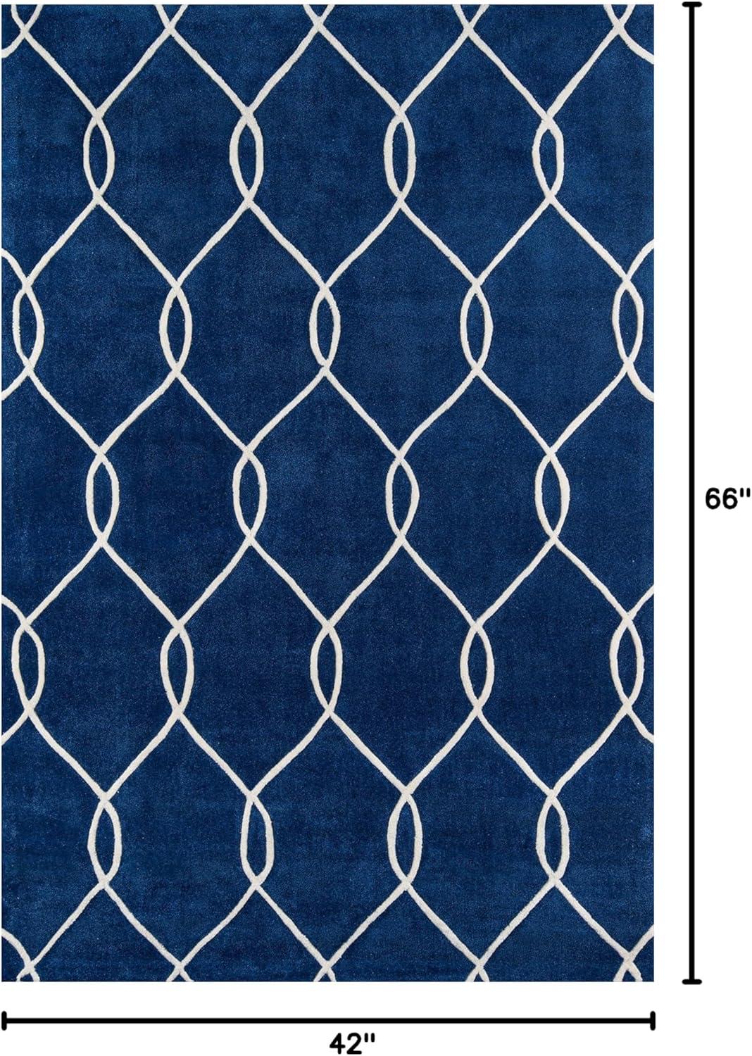 Momeni Rugs Bliss Collection, Hand Carved & Tufted Contemporary Area Rug, 3'6" x 5'6", Navy Blue