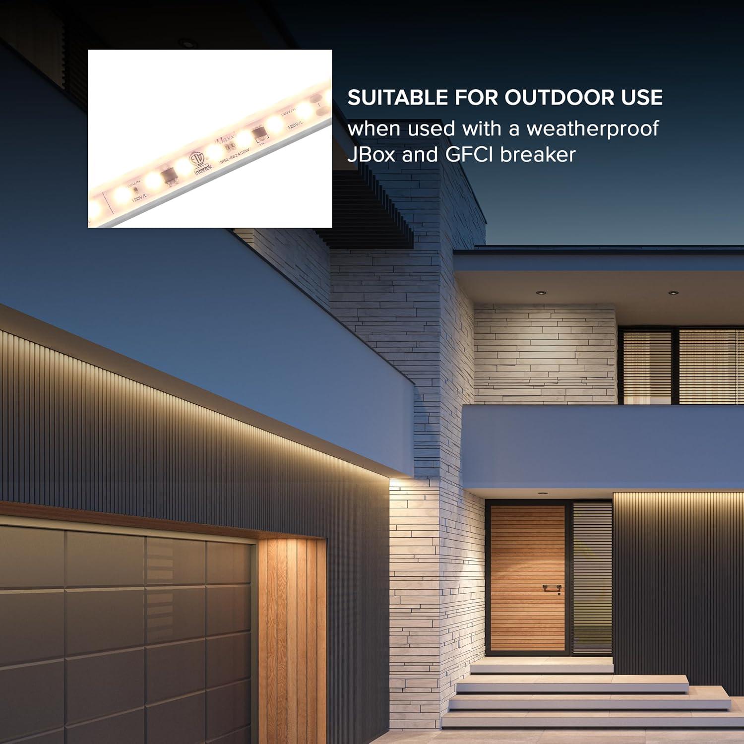 Maxxima 84 in. LED Under Cabinet Strip Light, Hardwired, 3220 Lumens, 3000K Warm White, 120V White Cove Light