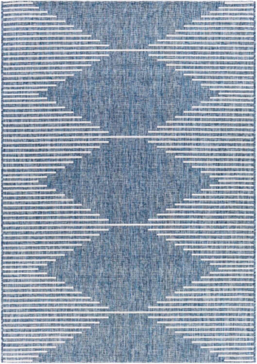 Blue Geometric Easy Care Rectangular Kids Rug