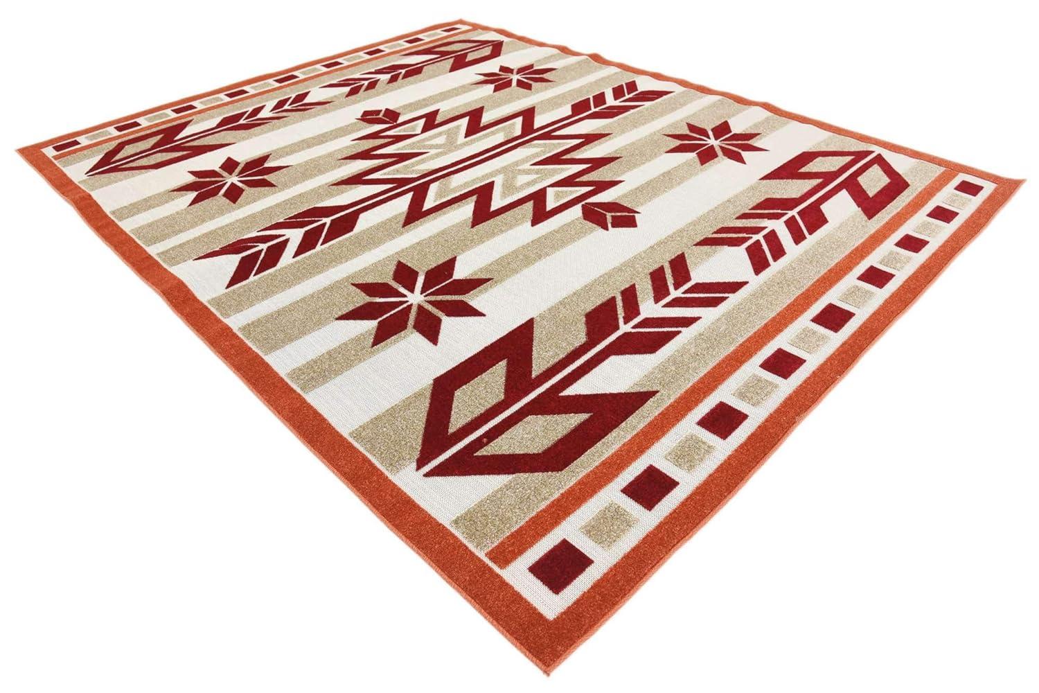 Unique Loom 8' 0 x 10' 0 Burgundy Outdoor Modern Albuquerque Area Rug