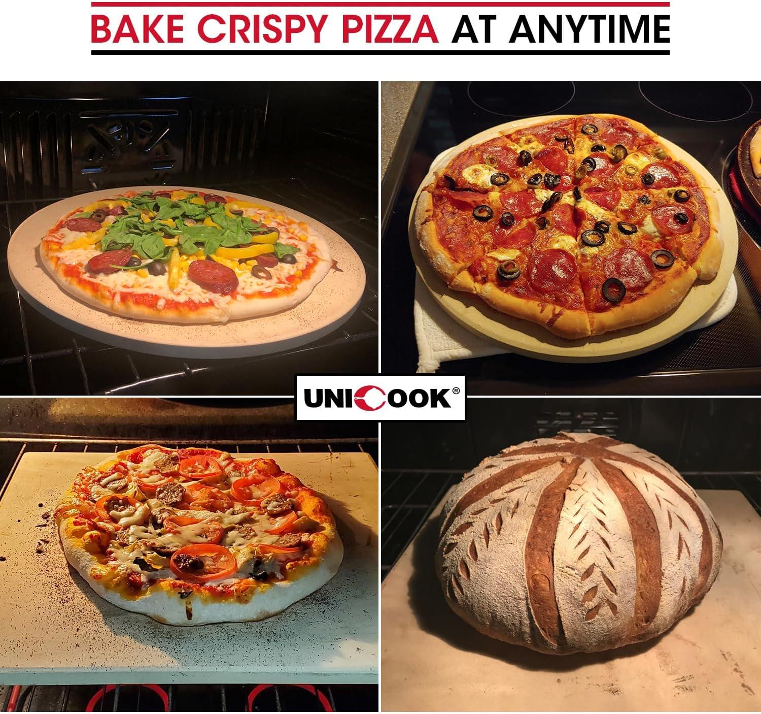 LIFETIME FLOORING LLC Pizza Stone Round 16 Inch For Grill And Oven, Large Cordierite Baking Stone For Bread, Safe Circular Cooking Stone For Grill 16", Easy To Clean