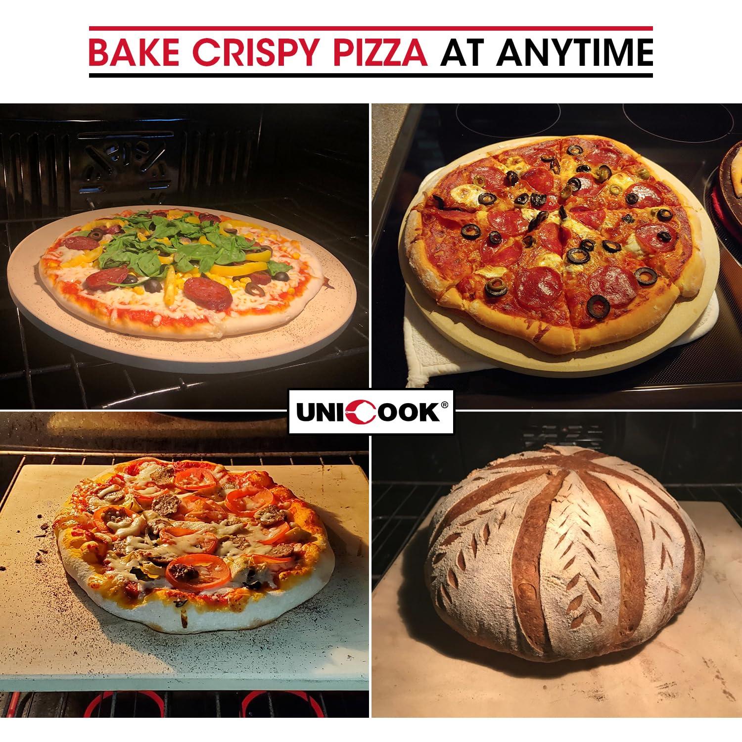 LIFETIME FLOORING LLC Pizza Stone Round 16 Inch For Grill And Oven, Large Cordierite Baking Stone For Bread, Safe Circular Cooking Stone For Grill 16", Easy To Clean