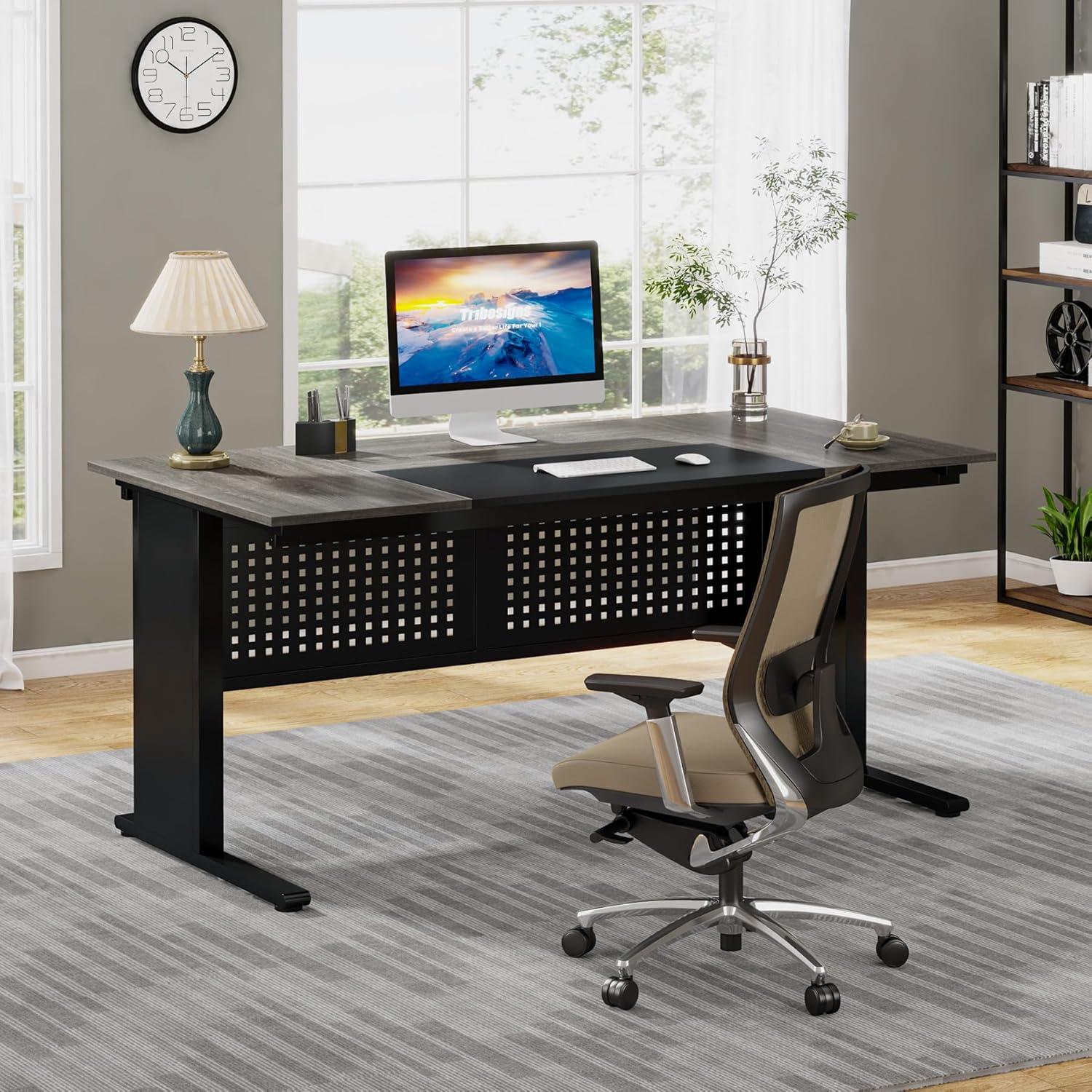 Ottovile 63'' W Executive Desk with File Cabinet for Home Office