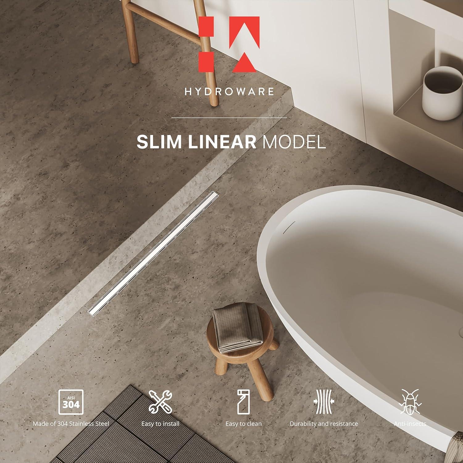 24" Modern Linear Shower Drain – 1" Slim Slot Design