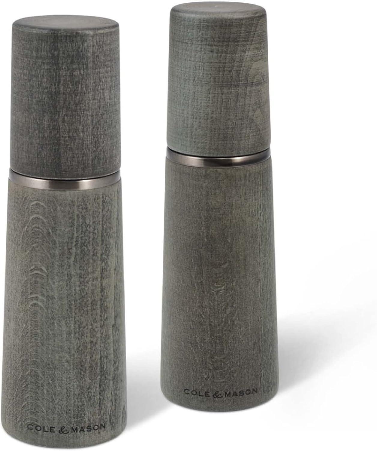 Gray Beechwood Electric Salt and Pepper Grinder Set