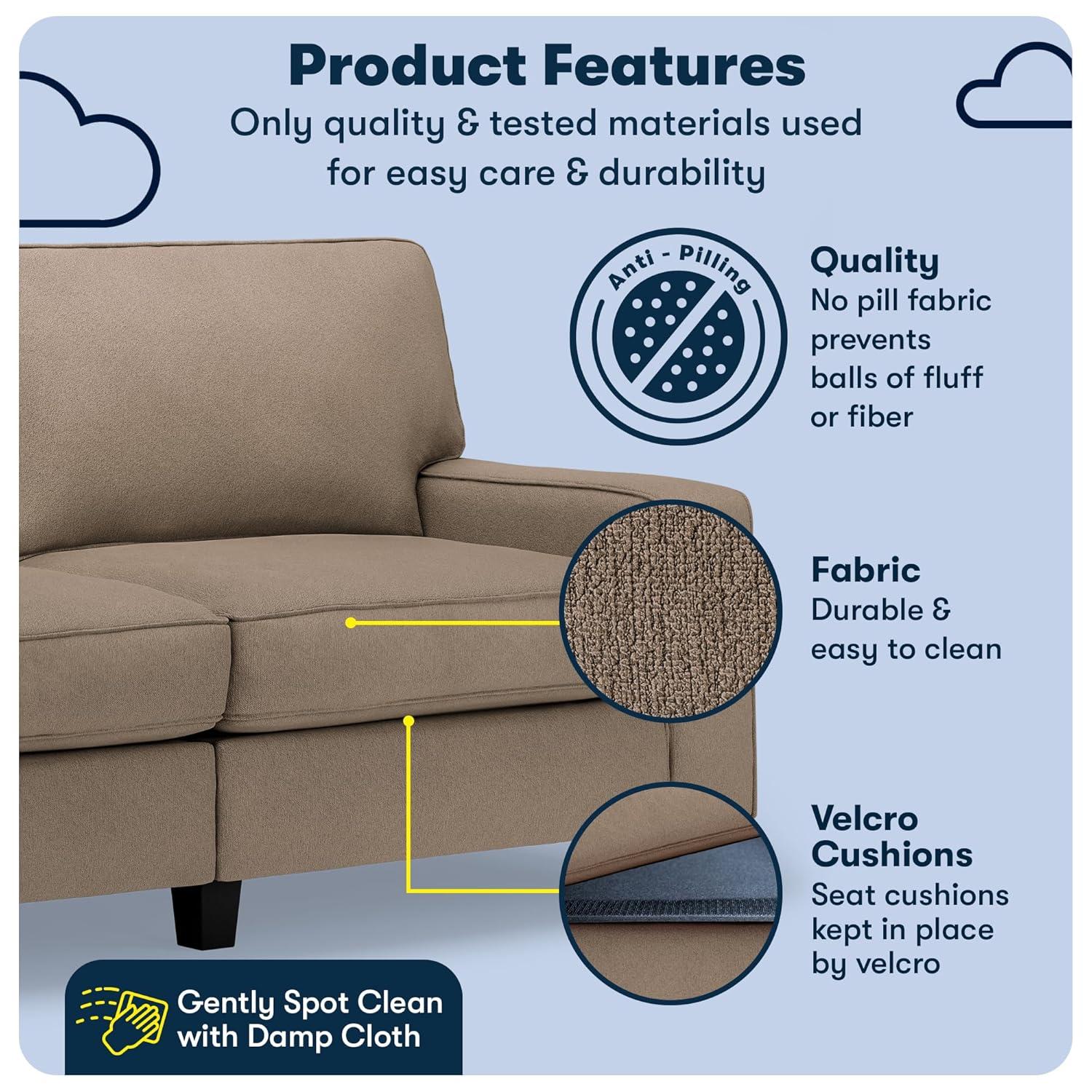 Serta Palisades 73" Track Arm Sofa, Easy Care Fabric, Soft Pillow Back, Pocket Coil Seat Cushions