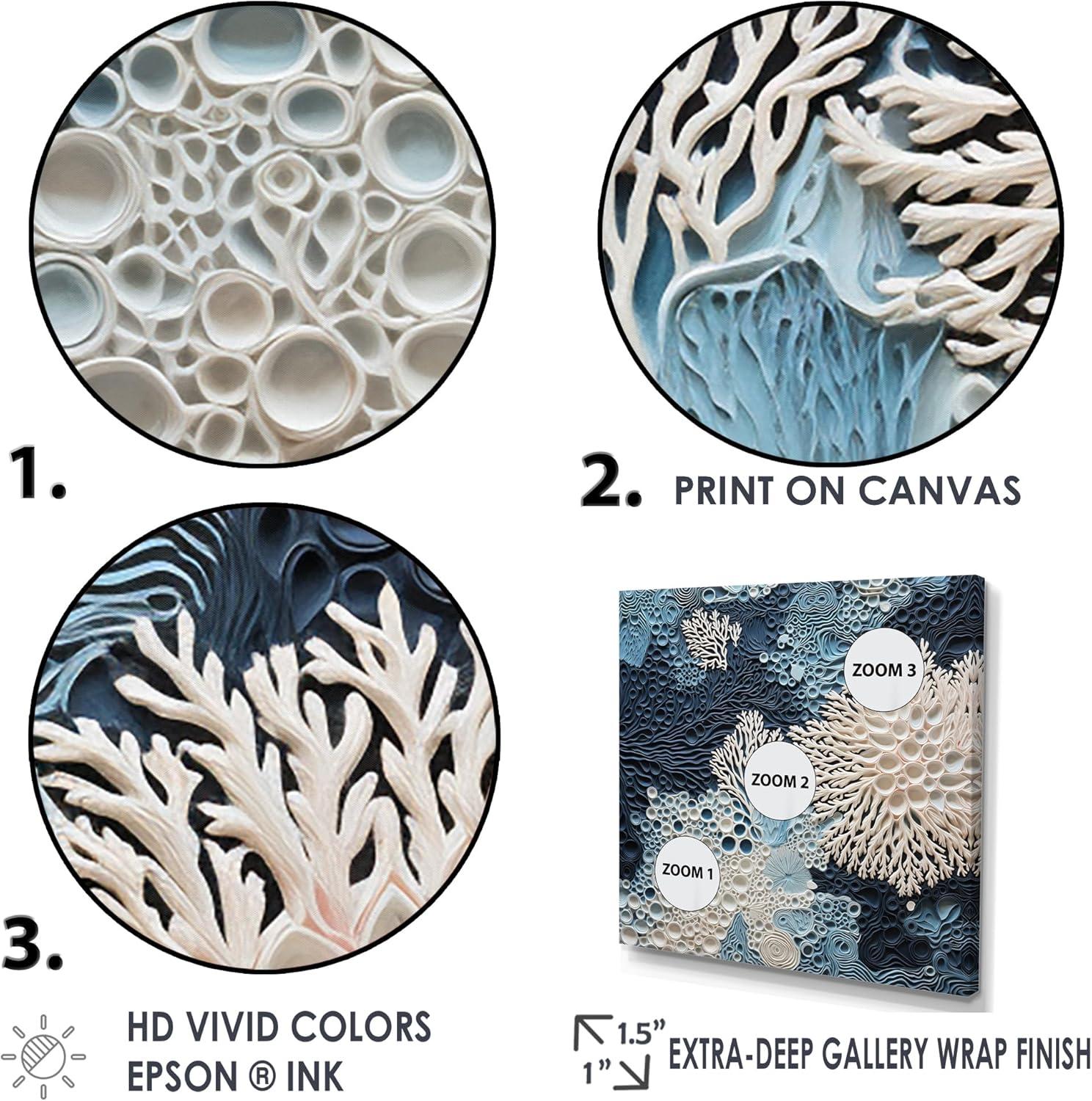 Design Art " Under Water Blue And White Corals Collage "